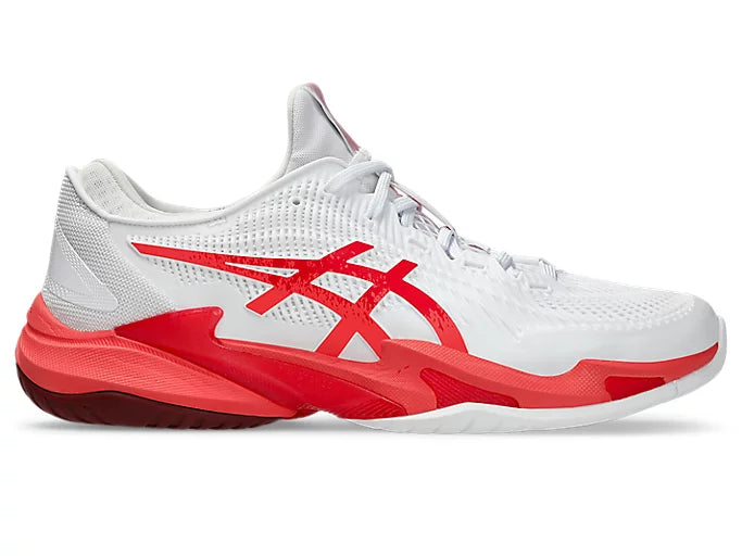 ASICS Men's COURT FF 3 NOVAK Tennis Shoes - White/Electric Red | High-Performance Tennis Footwear for Professional Players & Court Enthusiasts | Perfect for Competitive Matches & Training Sessions
