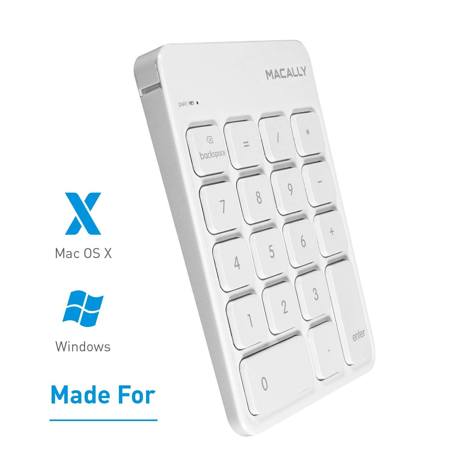 Macally Wireless Bluetooth Numeric Keypad & Mouse Combo for Mac/PC - Portable Calculator Keyboard & Ergonomic Mouse for Office, Accounting, Data Entry & Remote Work