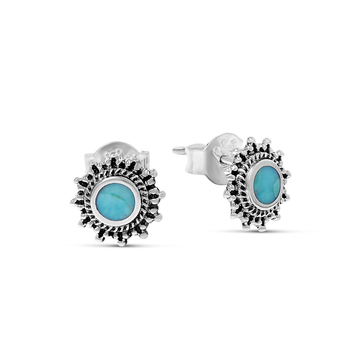 Nusa Sunrise Turquoise Stud Earrings for Women - Handmade Boho Chic Jewelry - Perfect for Casual Wear, Parties & Gifts