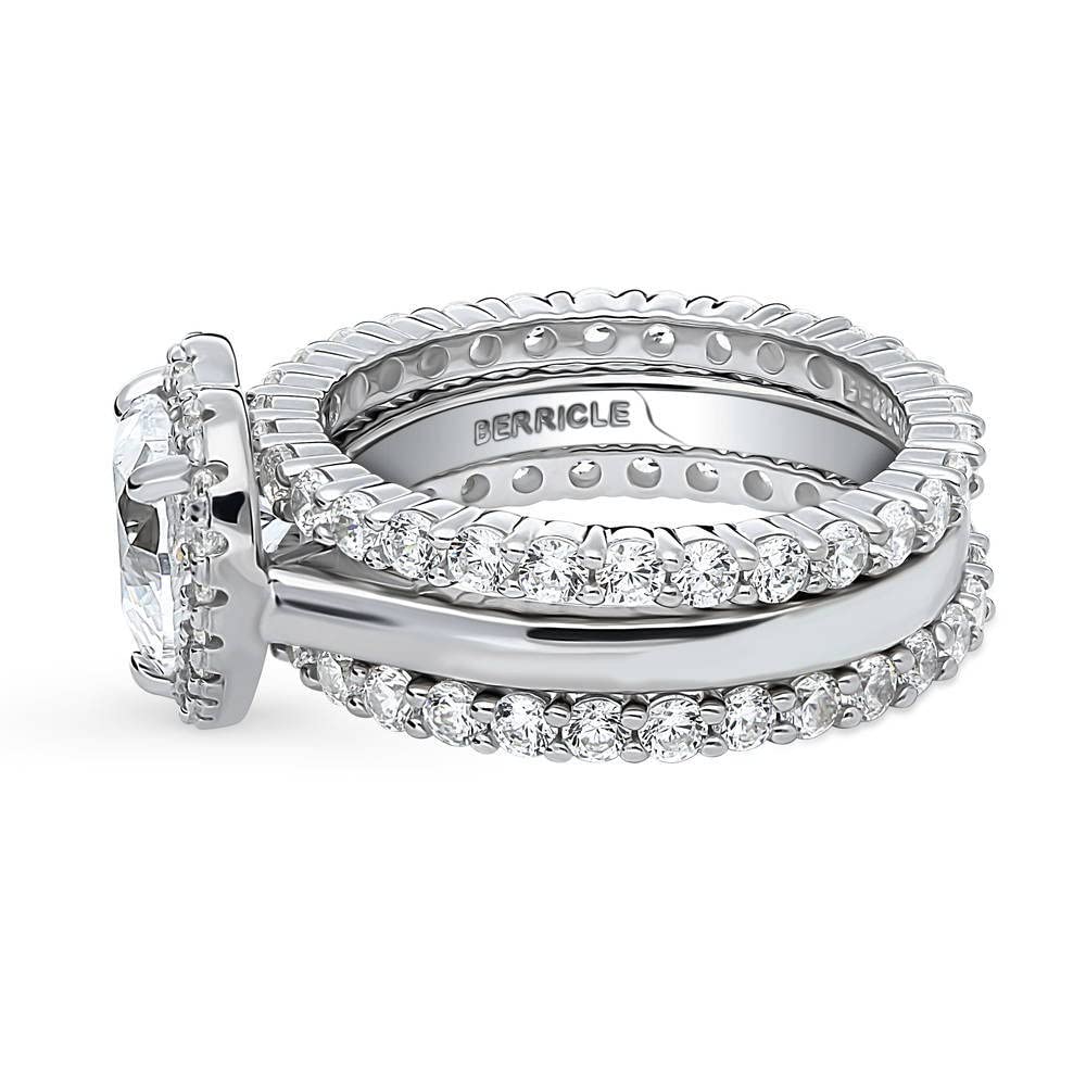 BERRICLE Sterling Silver Heart Shaped Cubic Zirconia Halo Engagement Ring Set for Women - Rhodium Plated, Size 4-10 | Perfect for Weddings, Proposals & Anniversary Gifts