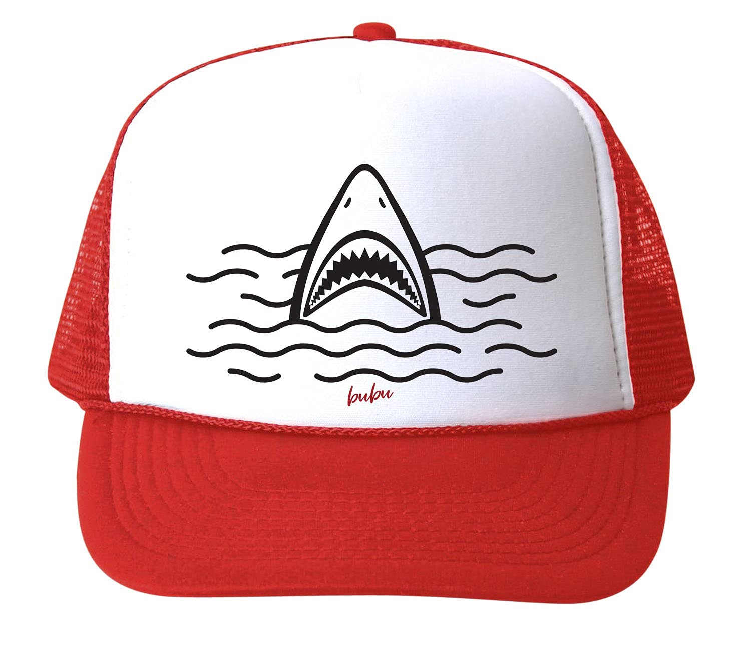Baby Toddler Kids Trucker Hat with Shark Design - Adjustable Red Baseball Cap for Boys & Girls - Perfect for Outdoor Play, Beach, and Summer Activities