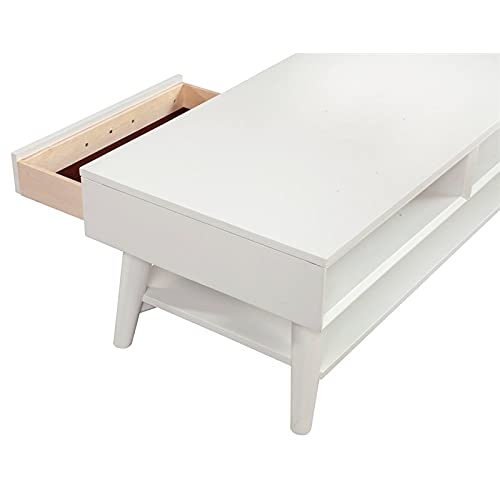 Alpine Flynn White Coffee Table - Modern Living Room Furniture for Small Spaces, Home Decor, and Apartment Essentials
