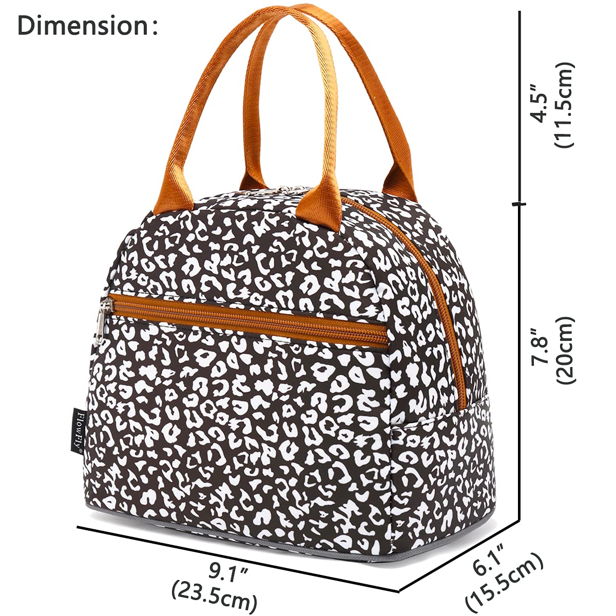 FlowFly Insulated Lunch Bag Tote - Reusable Lunch Cooler Organizer for Women & Men, Cow Print Design - Perfect for Work, School, Picnics & Outdoor Activities