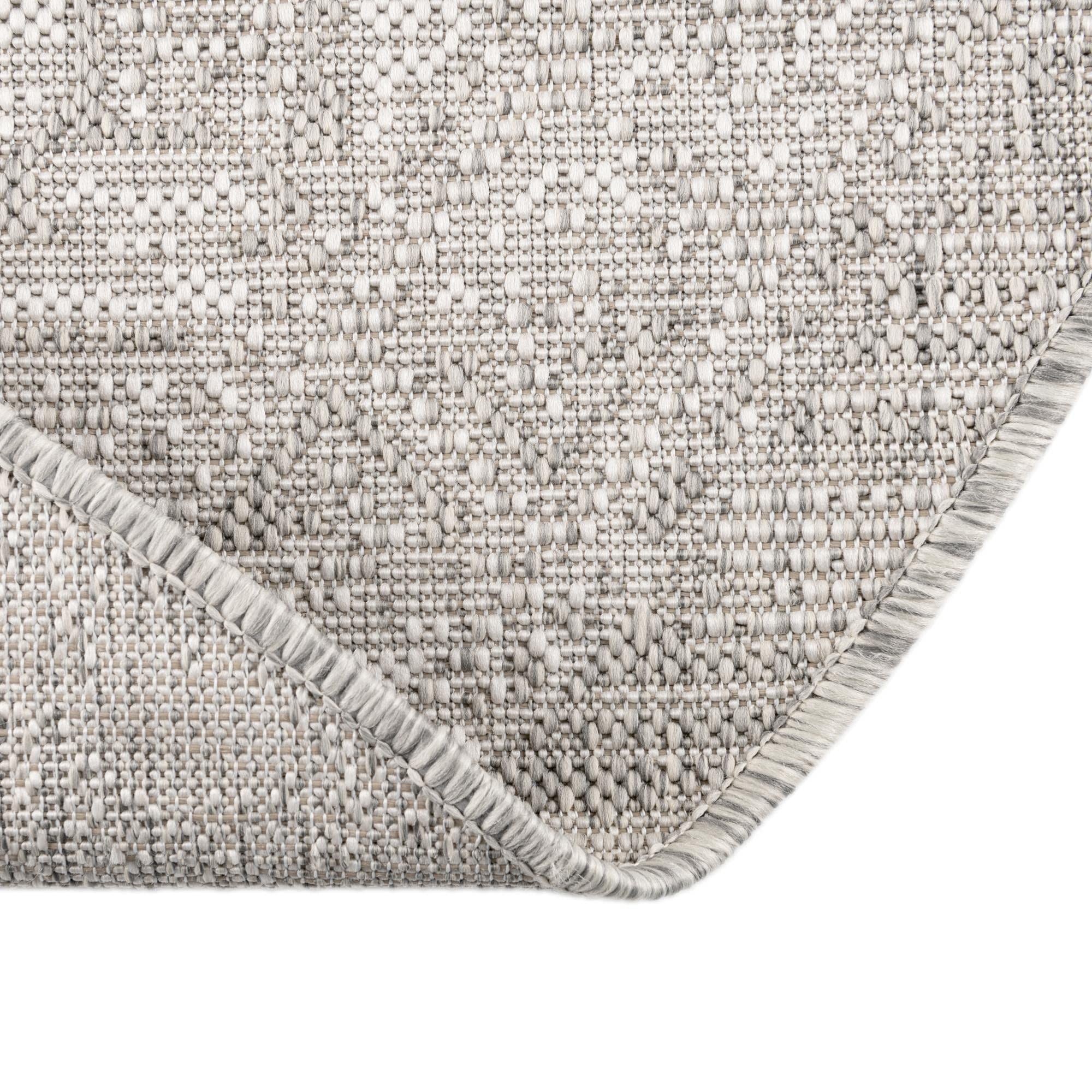 Aztec Collection 10 Ft Round Light Gray Flatweave Outdoor Rug - Durable & Stylish for Patio, Deck, Garden - Perfect for Kitchens & Dining Rooms