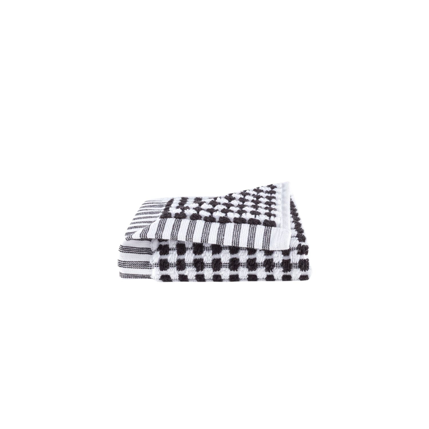Dash & Albert Ceylon Black & White Cotton Bath Towels - Soft & Absorbent Luxury Towel Set for Spa, Beach & Home Use