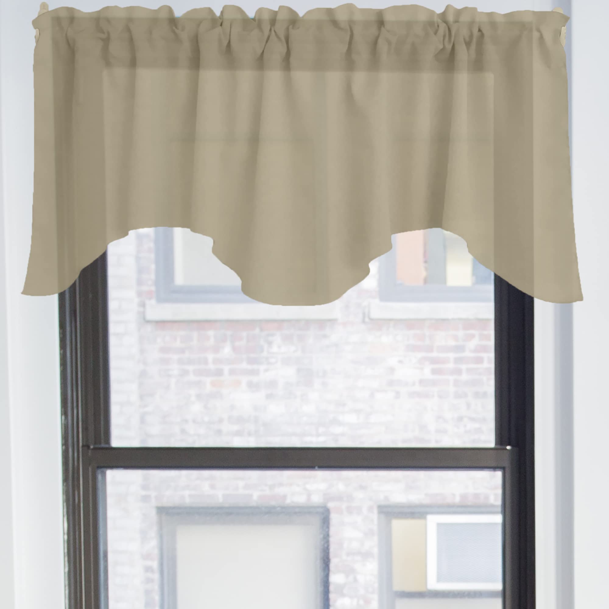 Solid Poplin Scalloped Window Valance - Elegant Beige Home Decor for Bedroom, Nursery & Kitchen - Perfect for Adding Soft Texture & Style to Any Window