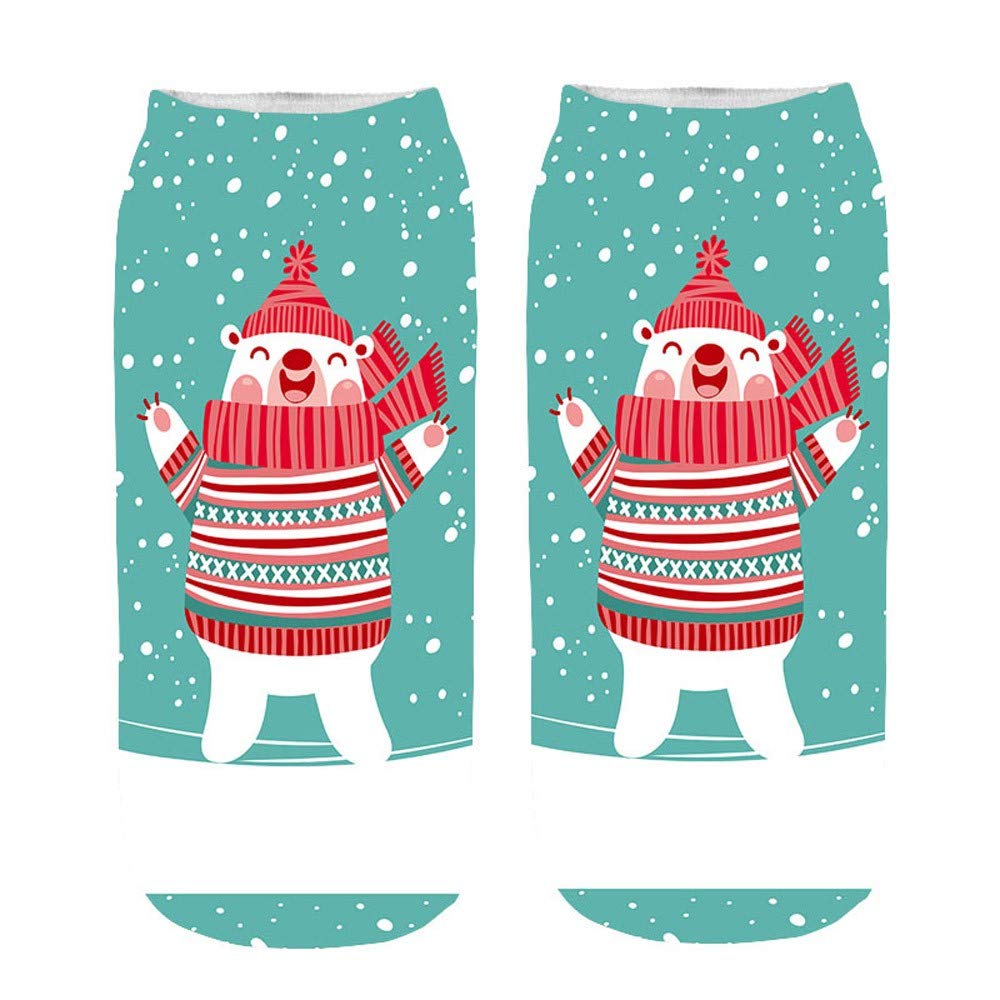 Funny 3D Cartoon Christmas Socks for Women - Novelty Printed Ankle Socks with Mint Color - Perfect for Holiday Gifts, Party Outfits & Cozy Winter Wear