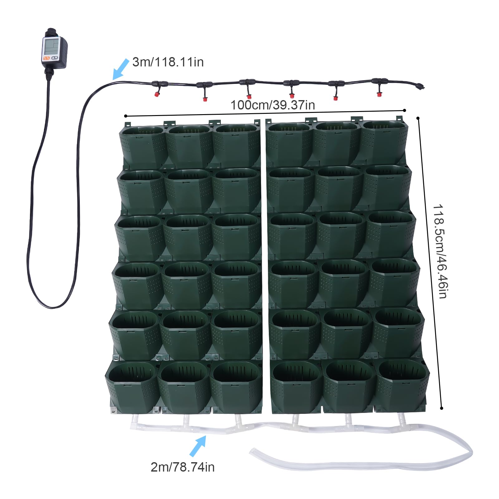 Vertical Self-Watering Wall-Mounted Garden Growing System - 36 Pocket Outdoor Hanging Planters for Balcony, Patio & Home Decoration | Perfect for Growing Herbs, Flowers & Small Vegetables