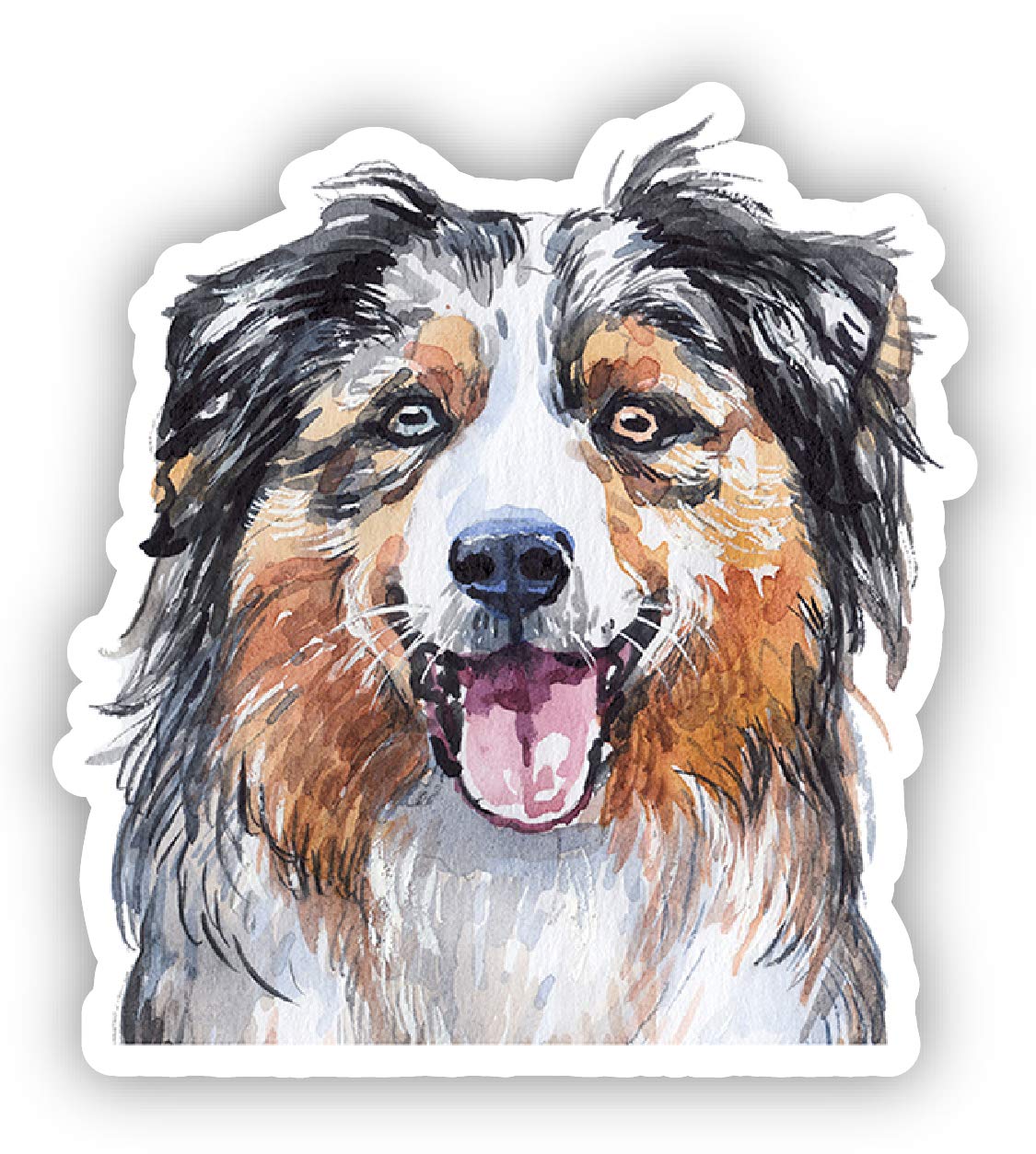 Australian Shepherd Dog Breed 6-Inch Watercolor Laser Cut Vinyl Decal Sticker 4-Pack - Perfect for Laptops, Cars, Windows & DIY Crafts - Cute Pet Decor for Dog Lovers