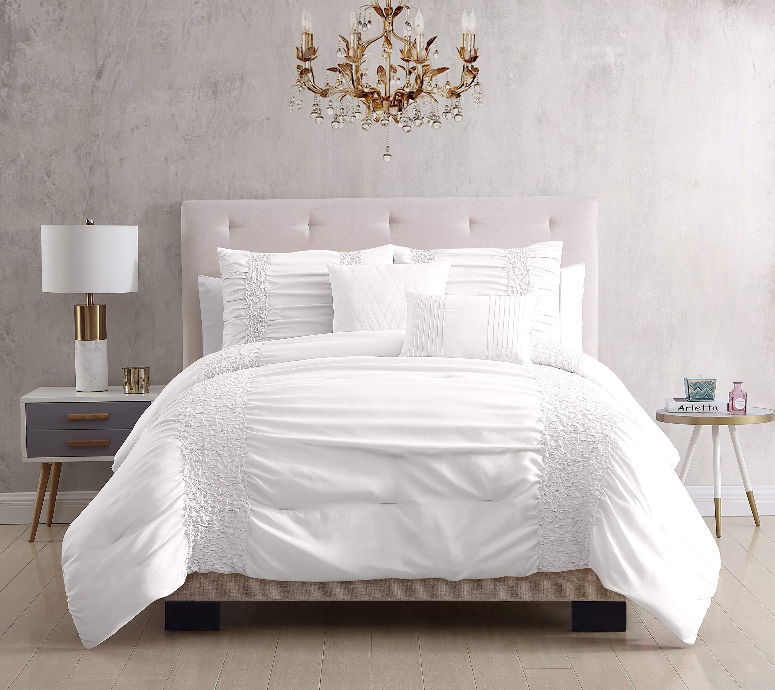 Riverbrook Home Allison 4-Piece Twin Comforter Set - Soft White Bedding for Kids & Teens | Perfect for Nursery, Bedroom Decor & Cozy Sleep