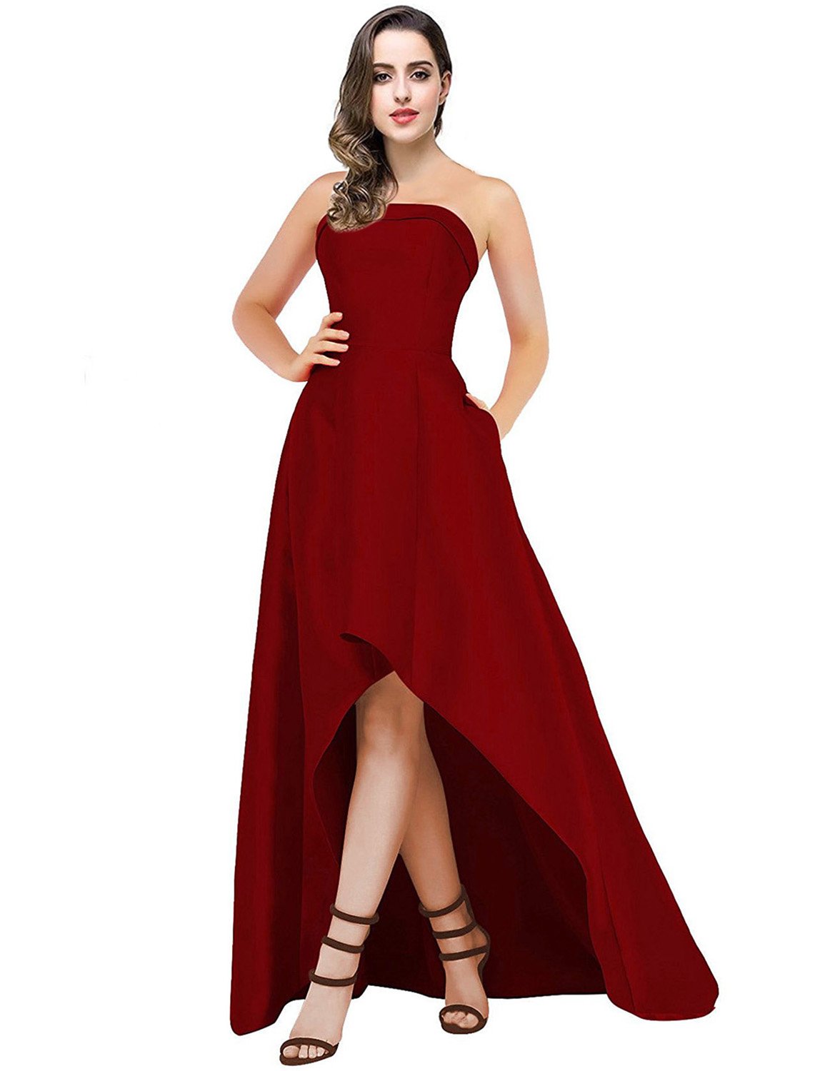 Sexy Strapless A-Line Prom Dress Asymmetrical Evening Gown for Women - Formal Party Dress for Homecoming, Prom Night & Special Occasions