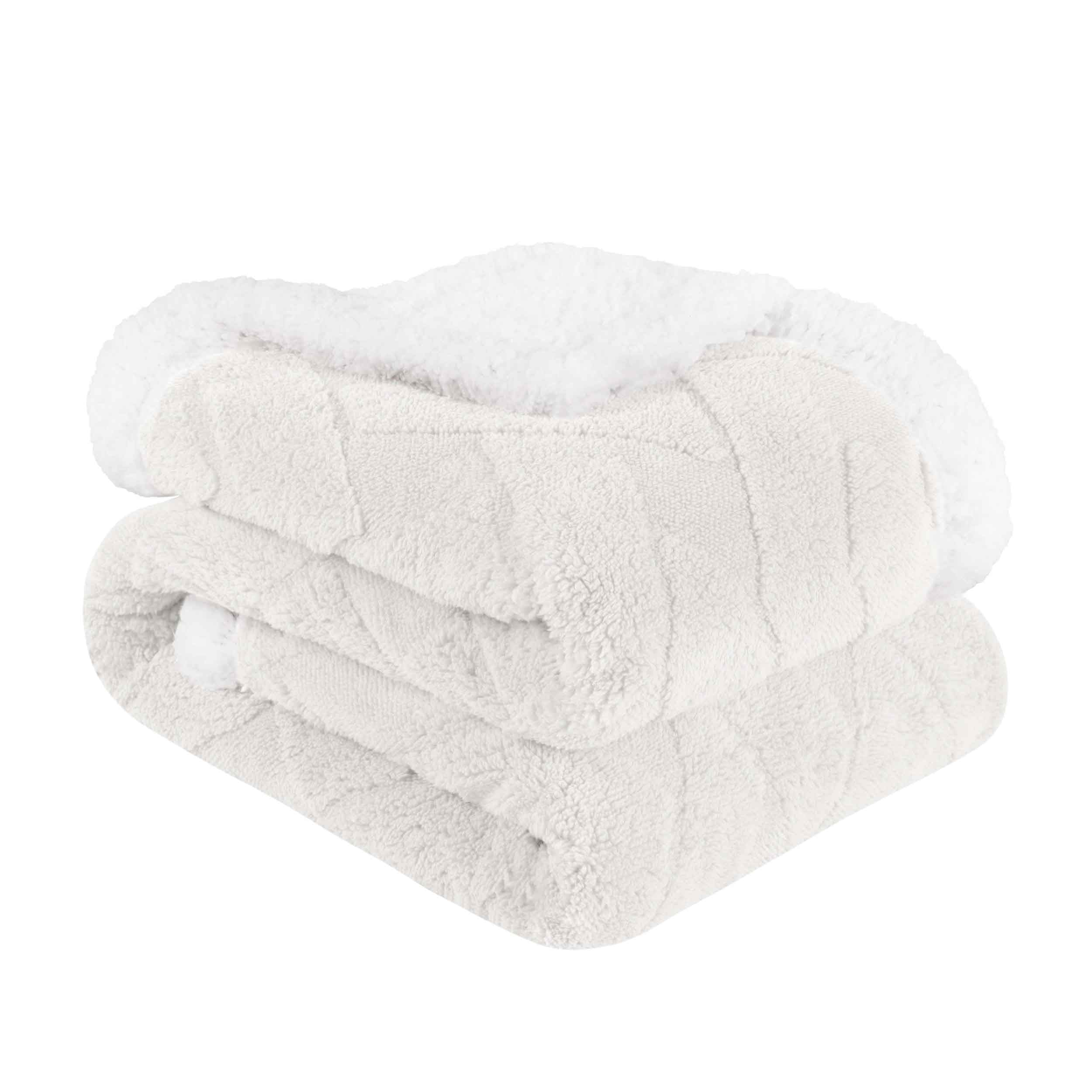 Nuuk Reversible Jacquard Lattice Plush Sherpa Fleece Blanket - Soft Cozy Throw for Couch, Bed & Travel - Perfect for Winter Nights, Camping & Home Decor