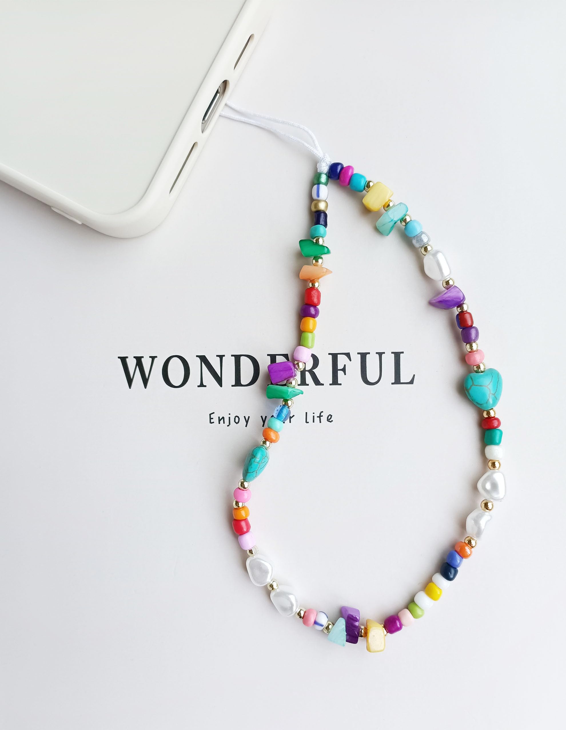 Handmade Beaded Phone Charm with Tether Tab - Adjustable Wrist Strap for iPhone Samsung Phone Cases | Cute Accessory for Keys, Bags & Everyday Carry