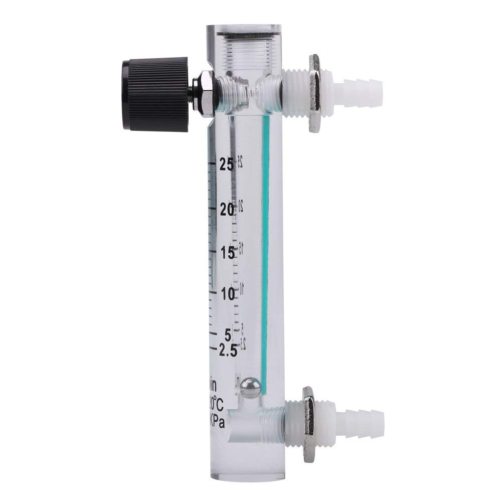 Hilitand Oxygen Air Gas Flowmeter with Control Valve - 2.5-25LPM Adjustable Flow Rate for Medical, Welding & Industrial Applications