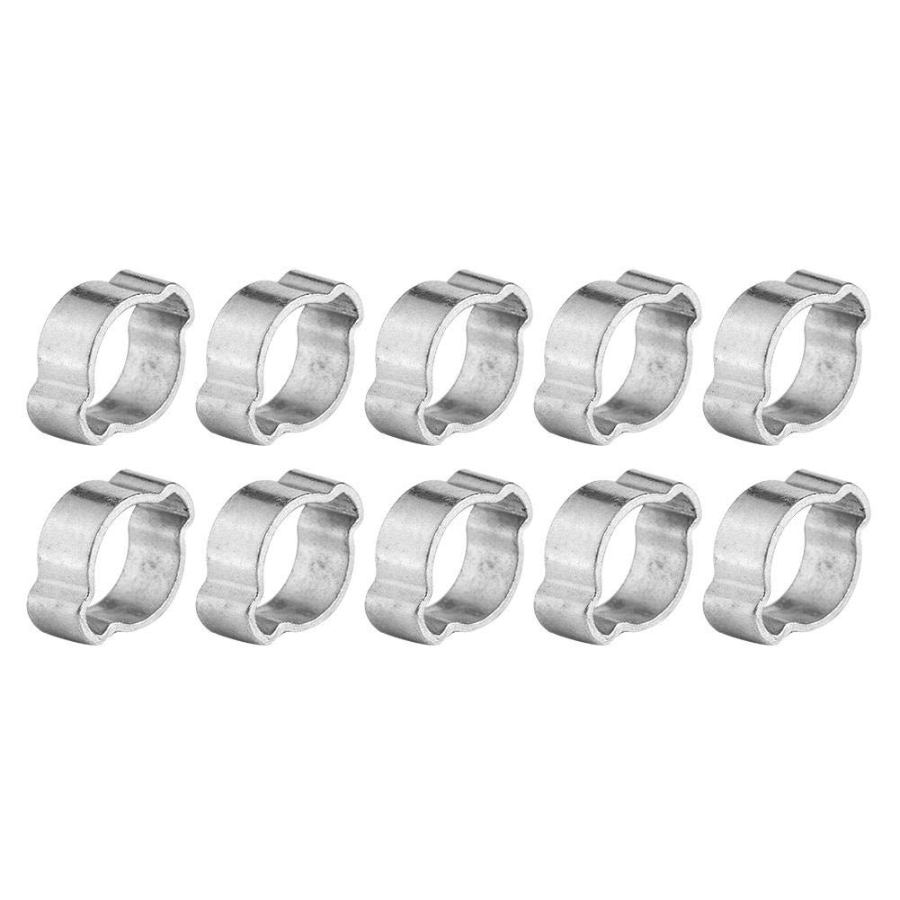10Pcs Stainless Steel Hose Clamps - 15-18mm Two-Ear Pipe Clips for Fuel, Petrol, Plumbing & Automotive Use - Durable Plumbing Fasteners for Water Pipes, Gas Lines & Engine Hoses