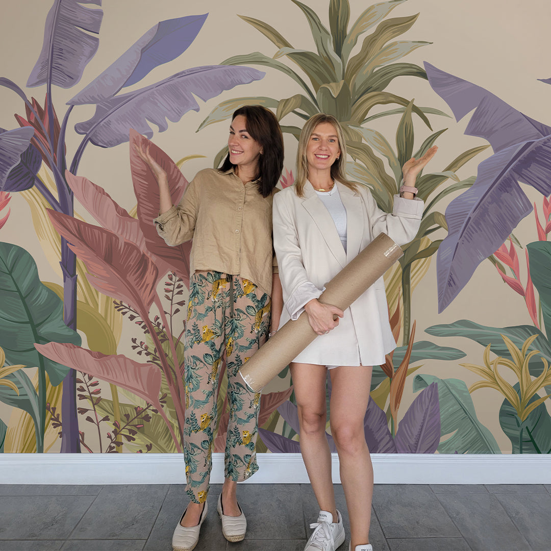 Vibrant Tropical Banana Leaves Wall Mural CCM138 - Perfect for Boho Home Decor, Nursery Accent Wall, and Tropical Themed Parties