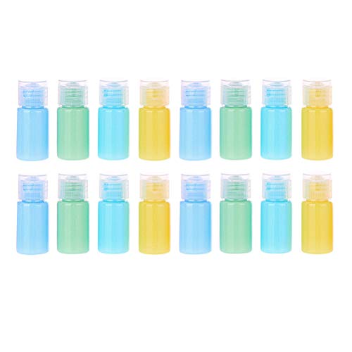 20PCS 10ML Travel Size Refillable Leak-Proof Cosmetic Bottles with Flip Top Lid - Portable Toile Bottles for Shampoo, Lotion, Essential Oils (Blue, Green, Cyan, Yellow - 5 Each) - Perfect for Travel, Gym, Camping & Daily Skincare Routine