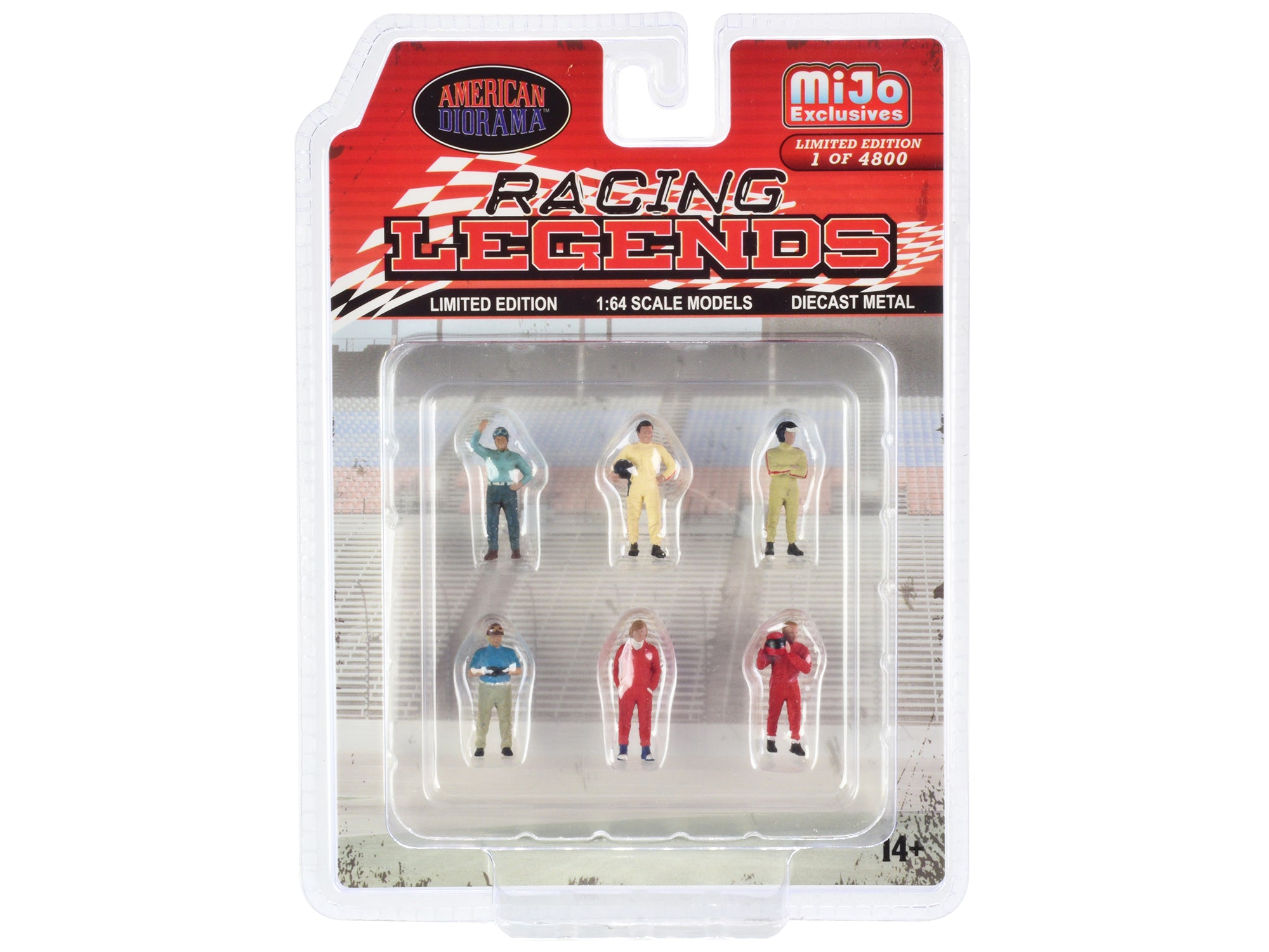 Limited Edition Racing Legends 6-Piece Diecast Car Set with 6 Driver Figures - 1/64 Scale Collectible Models by American Diorama (Only 4800 Worldwide) - Perfect for Display, Gifts & Racing Enthusiasts