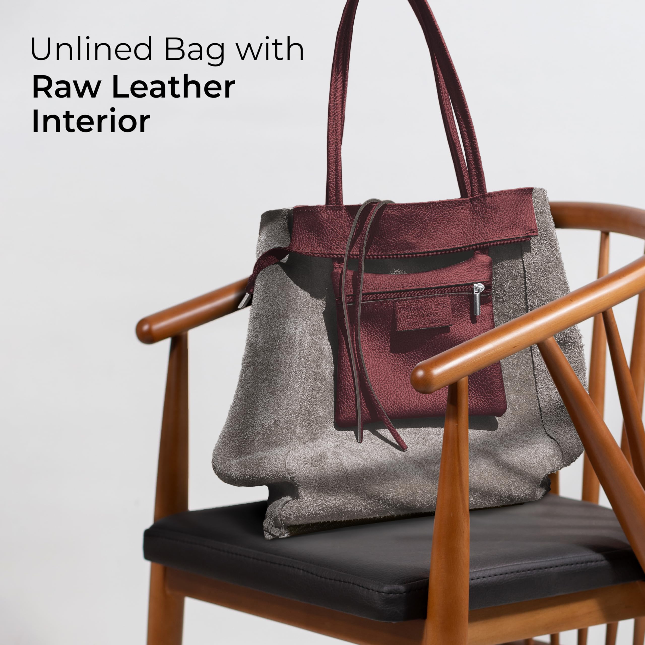 TAKEASY Genuine Leather Tote Bag with Zip Closure - Large Women's Work & Travel Shopper Bag - Handcrafted in Italy - Perfect for Office, Commute & Weekend Getaways