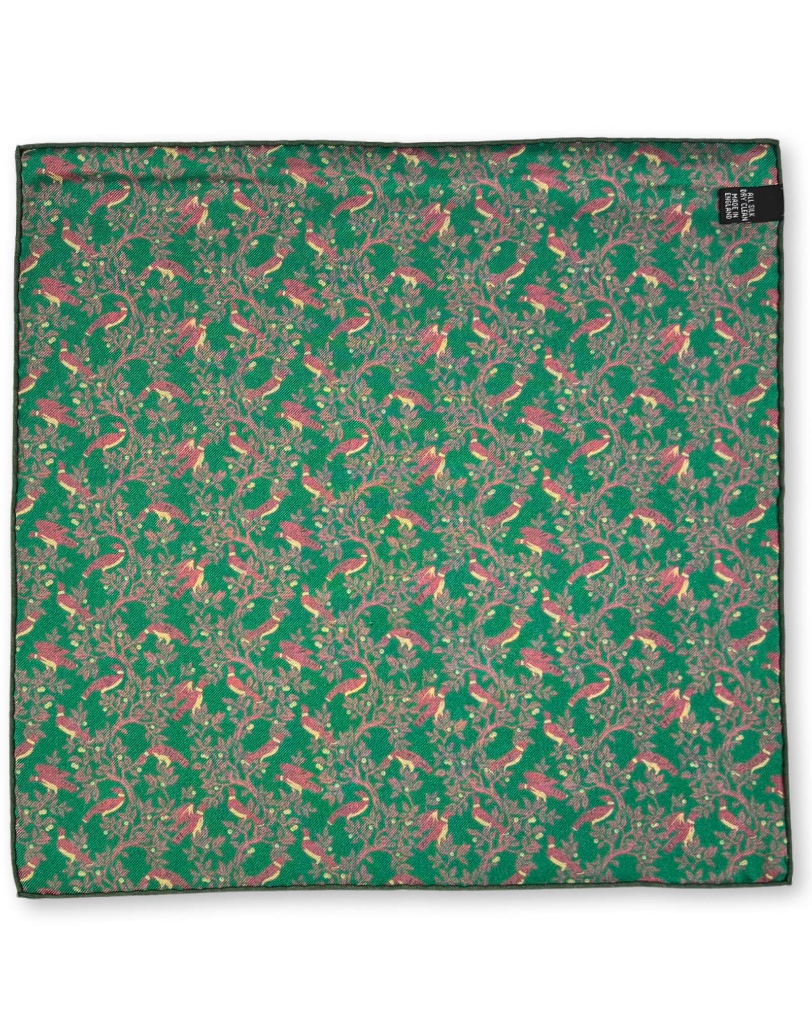 DÉCLIC Priory Reversible Pocket Square - Green Silk Handkerchief for Men | Elegant Formal Accessory for Weddings, Business Meetings & Special Occasions