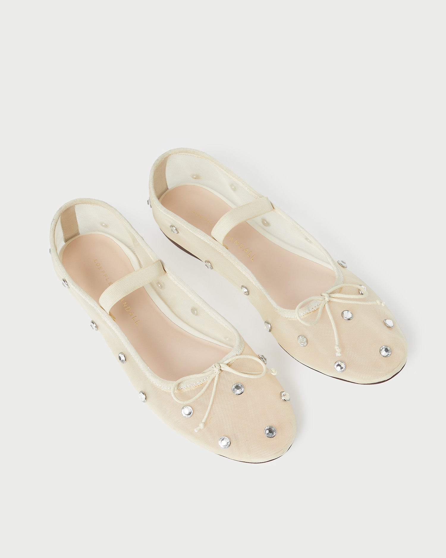 Leonie Women's Comfortable Cream & Crystal Embellished Ballet Flats - Perfect for Work, Parties & Casual Wear