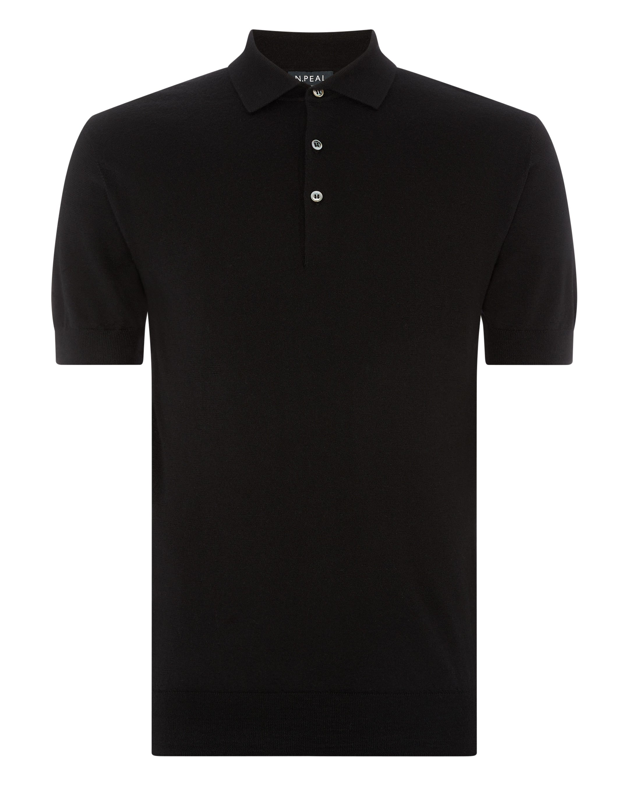 007 Ultra Soft Fine Gauge Cashmere Polo T-Shirt for Men - Black | Luxury Comfort Wear for Business Casual & Travel