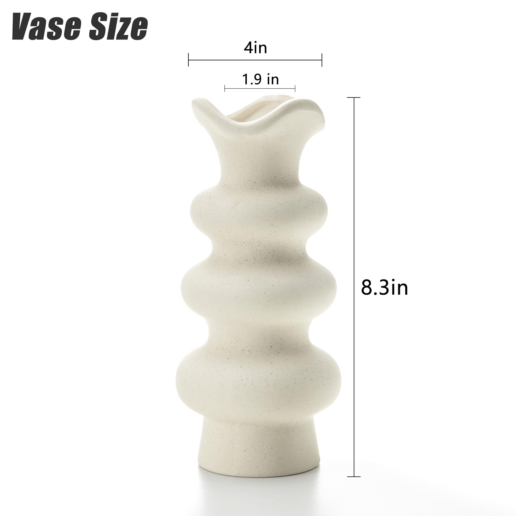 Modern White Ceramic Vase 8.3 Inch - Minimalist Boho Home Decor for Pampas Grass, Dried Flowers & Centerpieces | Aesthetic Cream Vase for Living Room, Bedroom & Wedding Decor