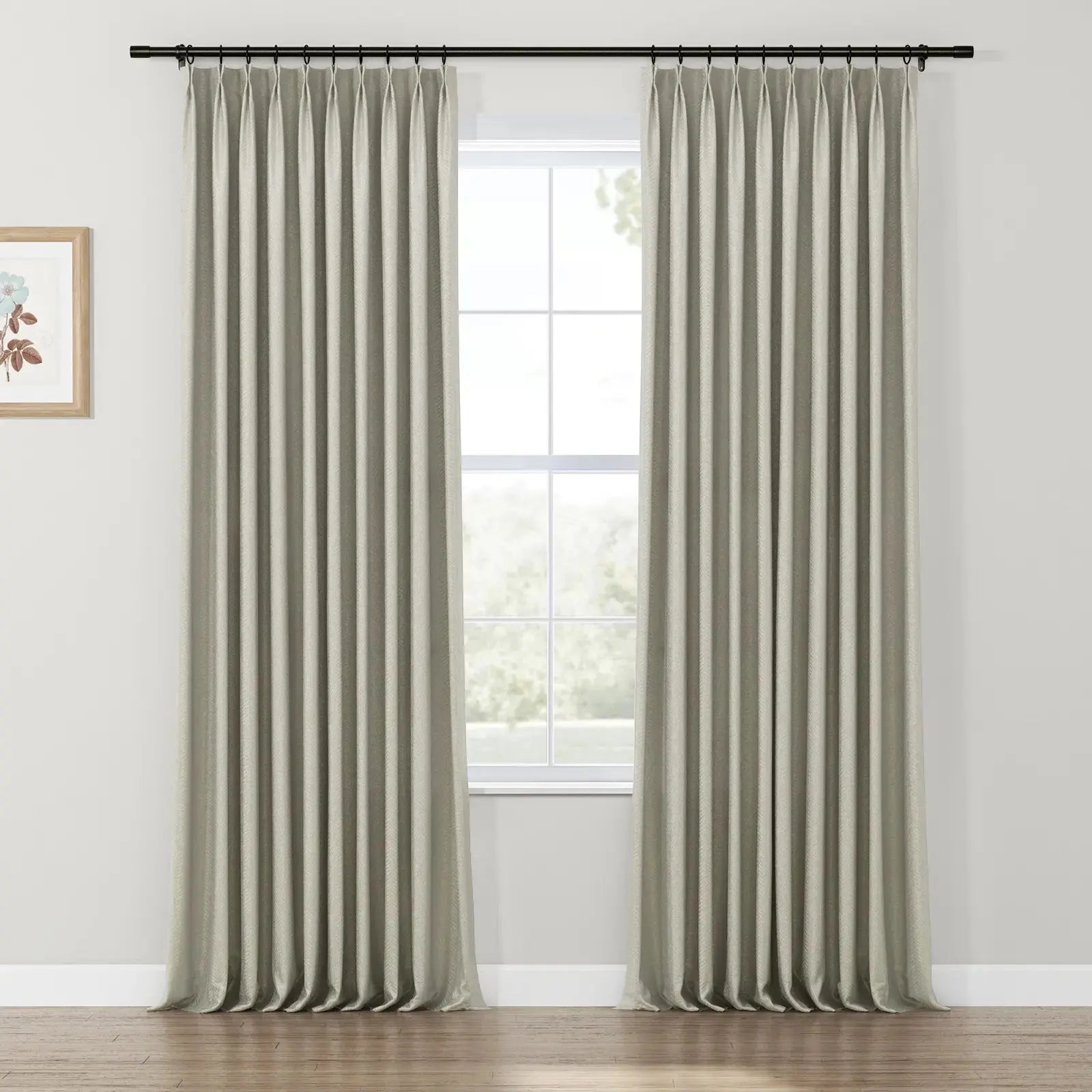 Lydia Rib Jacquard Curtains - Elegant Pleated Window Drapes for Living Room & Bedroom - Blackout Thermal Insulated Sheer Panels for Home Decor