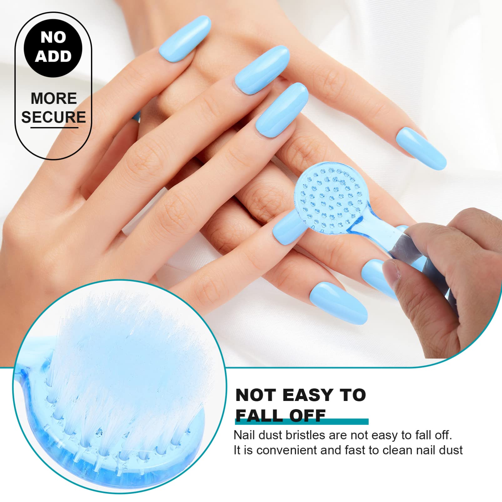Beautyfu Round Head Nail Brush Cap Set - 6pcs Manicure Cleaning Brushes with Soft Bristles for Fingernail Care - Essential Nail Tools for Home Salon, Travel & Professional Use