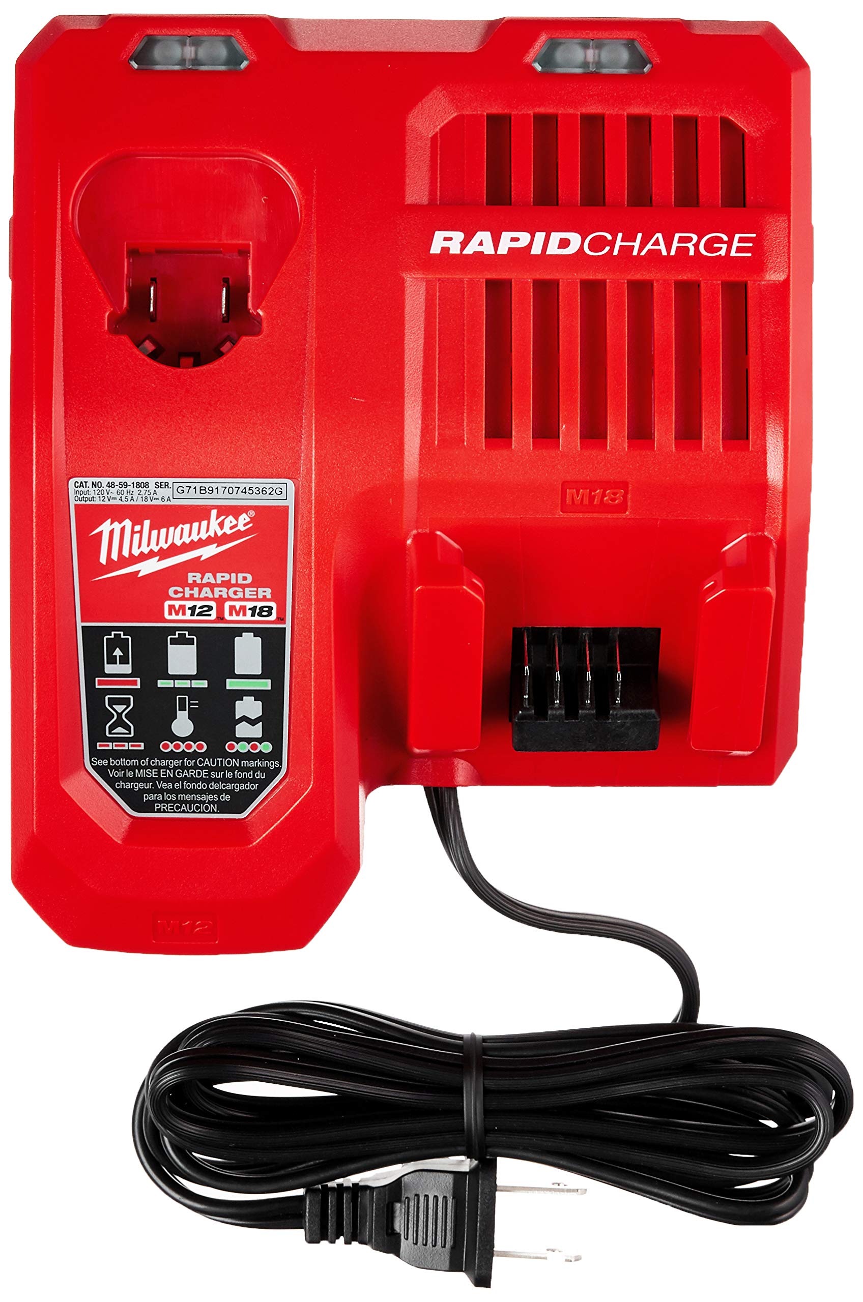 Milwaukee M18 & M12 Rapid Battery Charger - Fast Dual-Port Charging for Power Tools - Perfect for Job Sites & Home Workshops