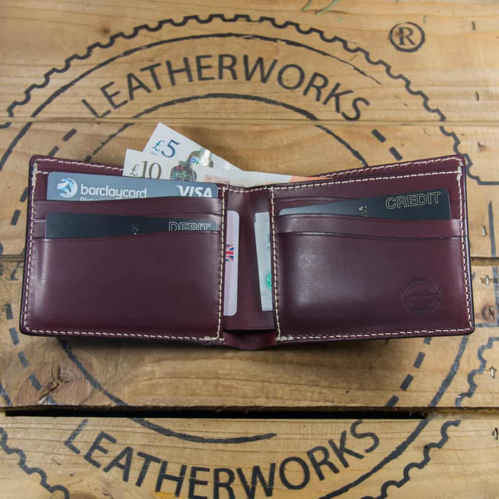 Barnes & Moore Longshore Folding Wallet for Men - Slim RFID Blocking Leather Bifold Wallet with Money Clip (Dark Cherry) - Perfect for Travel, Business & Everyday Carry