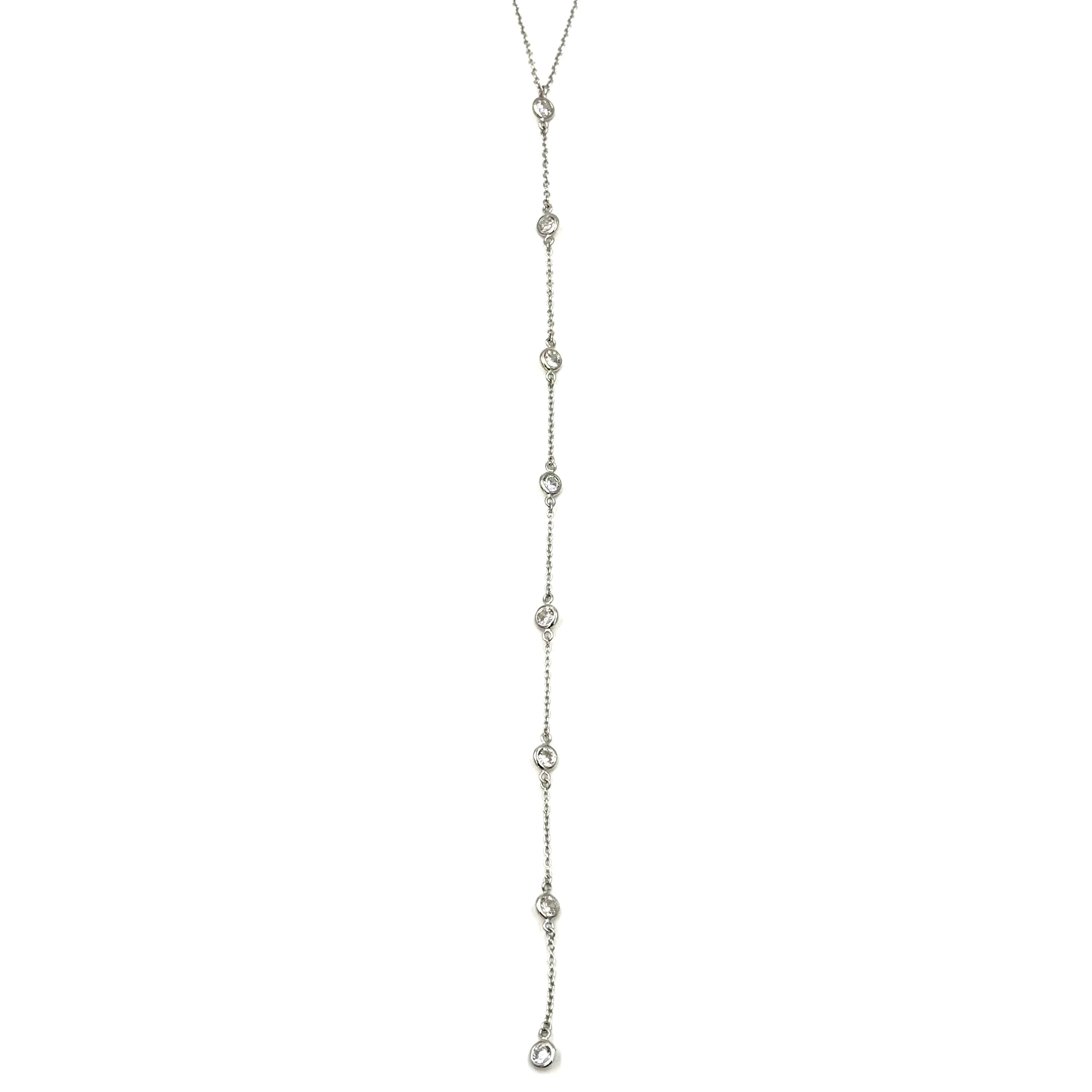 Ashley Gold Sterling Silver 8 CZ Drop Lariat Necklace for Women - Elegant Layered Pendant Chain Jewelry for Party, Wedding & Evening Wear