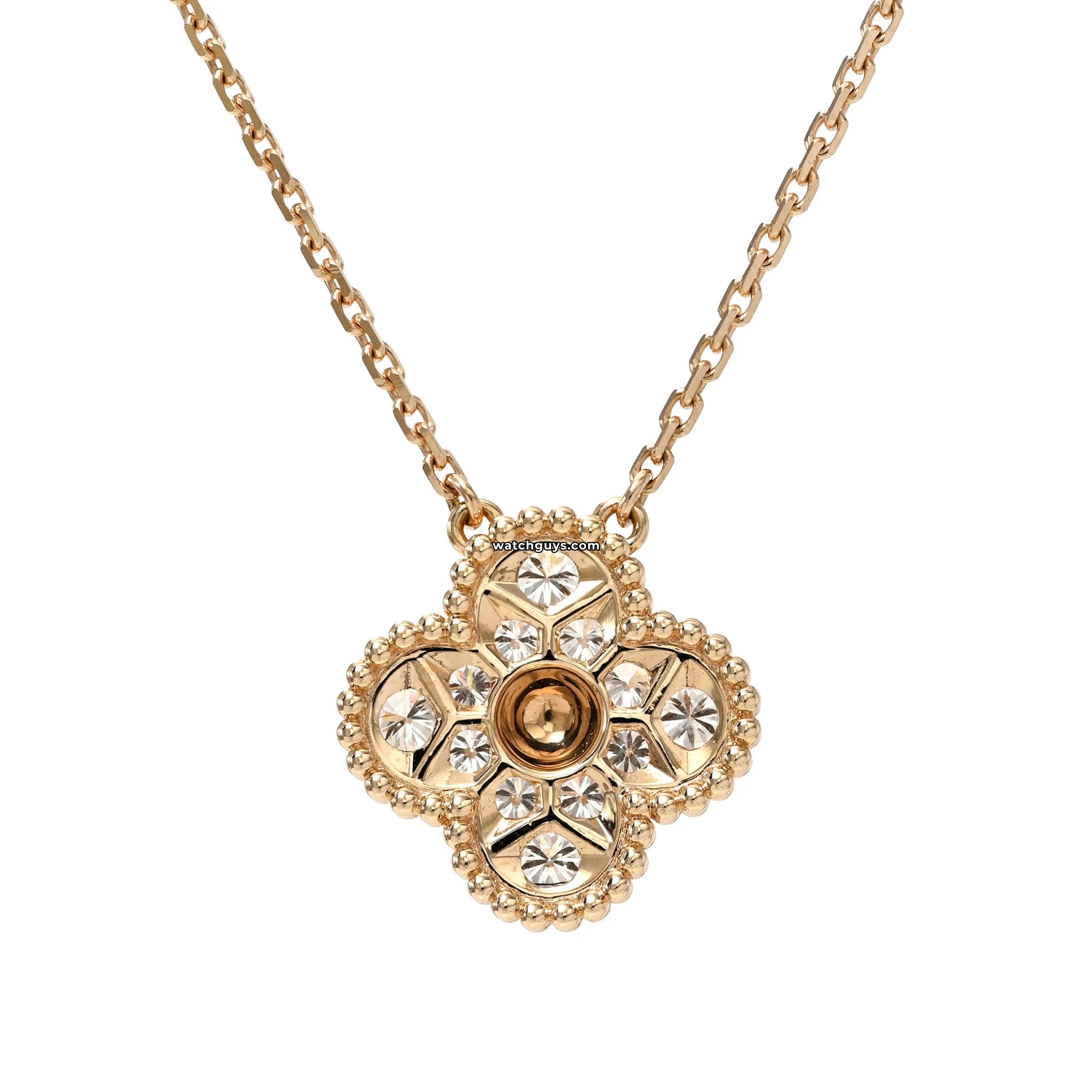 Van Cleef & Arpels Vintage Alhambra Diamond Pendant Necklace - 18K Gold Luxury Jewelry for Women, Perfect for Weddings & Special Occasions