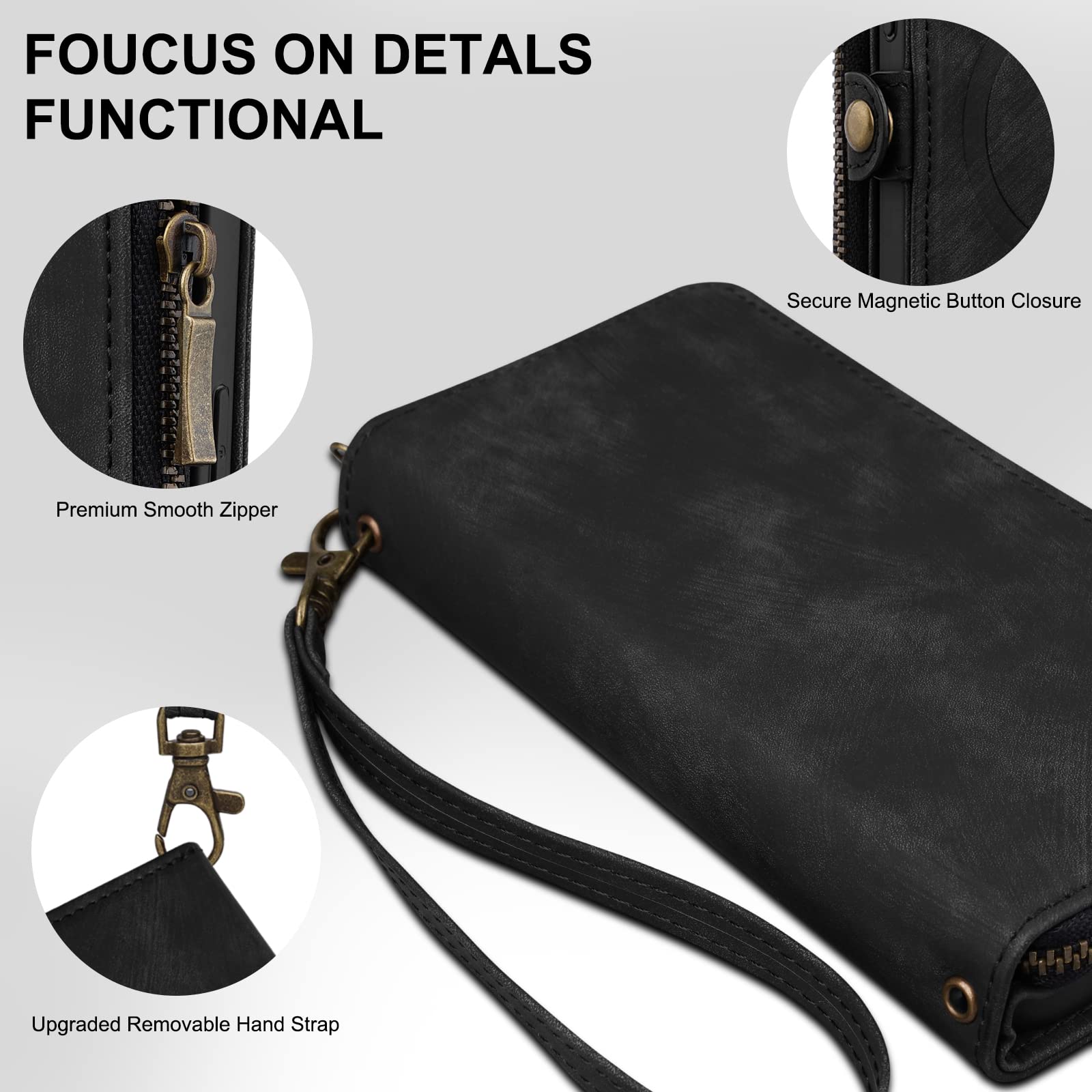RSSVISS RFID Blocking Wallet Case for iPhone 15 Pro (6.1