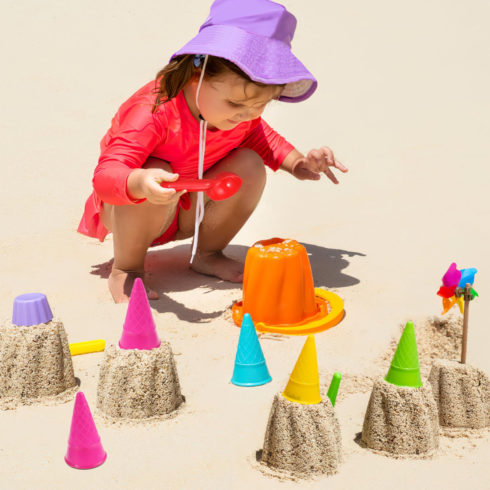 6pcs Kids Beach Toys Set - Sand Scoop & Ice Cream Cones for Outdoor Play