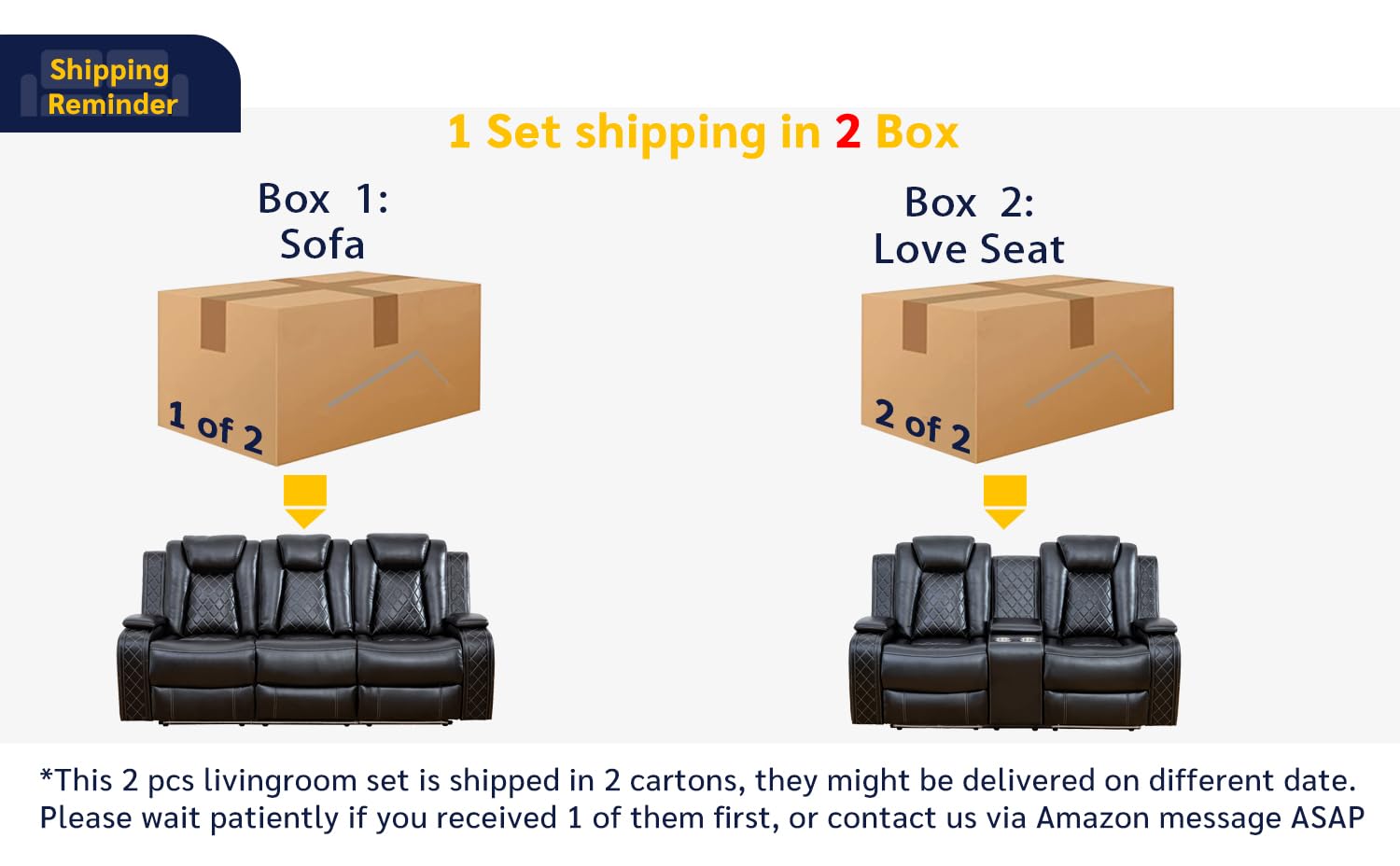 Electric Power Recliner Sofa Set with LED Lights - Modern Living Room Furniture for Home, Dorm, Guest House & Airbnb | Perfect for Relaxing, Entertaining & Small Spaces