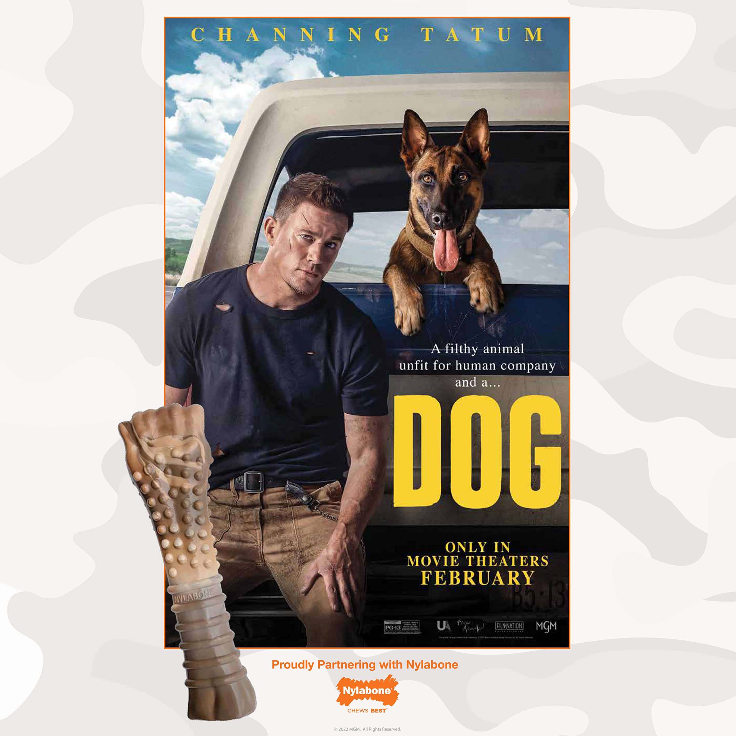 Nylabone Power Chew Camo Dog Toy - Durable Chew Toys for Aggressive Chewers & Large Breed Dogs (50+ lbs) - Indestructible Chicken Flavor Dog Bone for Extra Large Dogs - Perfect for Playtime, Training & Dental Health
