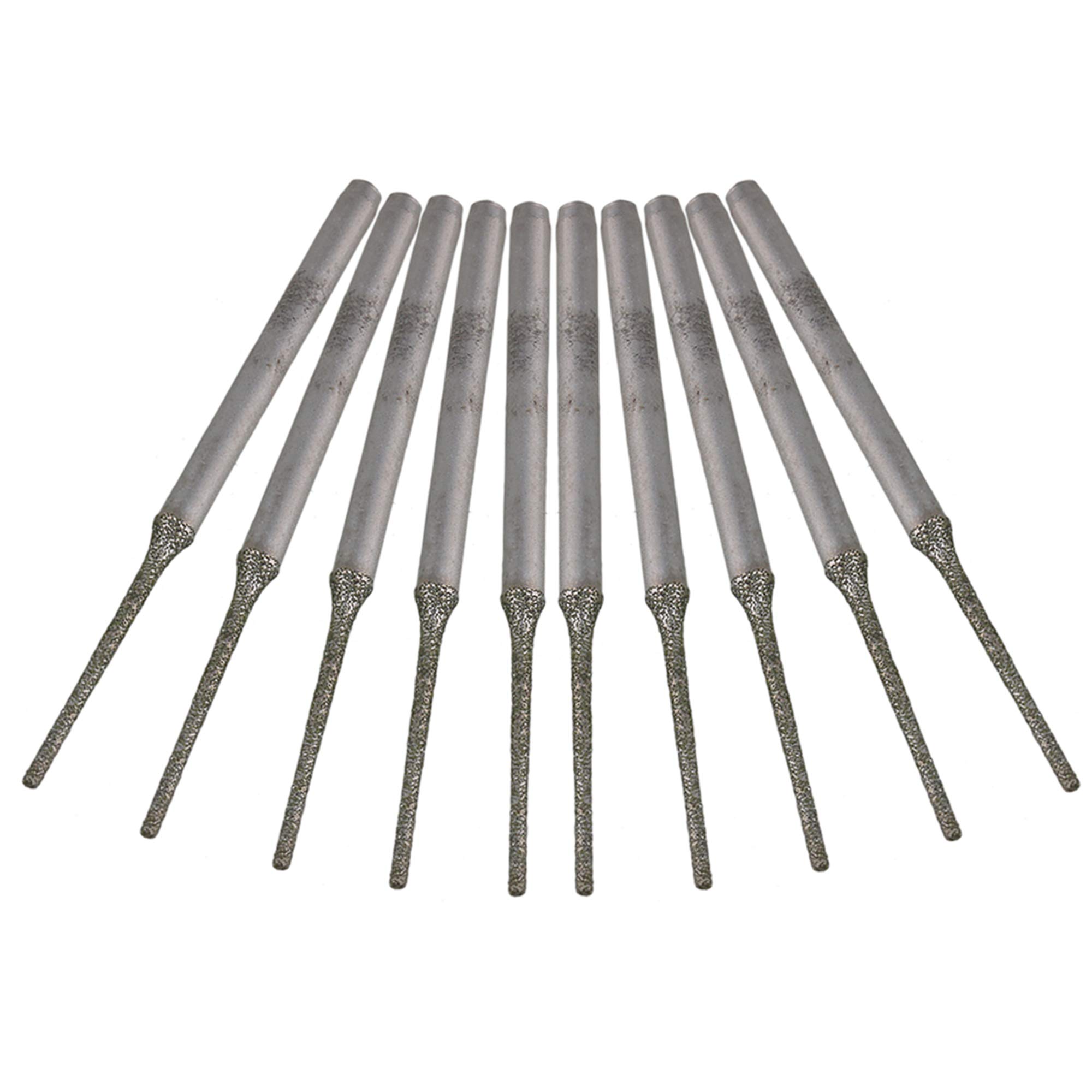 BQLZR 10-Pack 1MM Silver Coated Extended Gems Drill Bits for Jewelry Making, Bowlder Pearls & Agates - Perfect for DIY Crafting, Beading, and Stone Hole Drilling