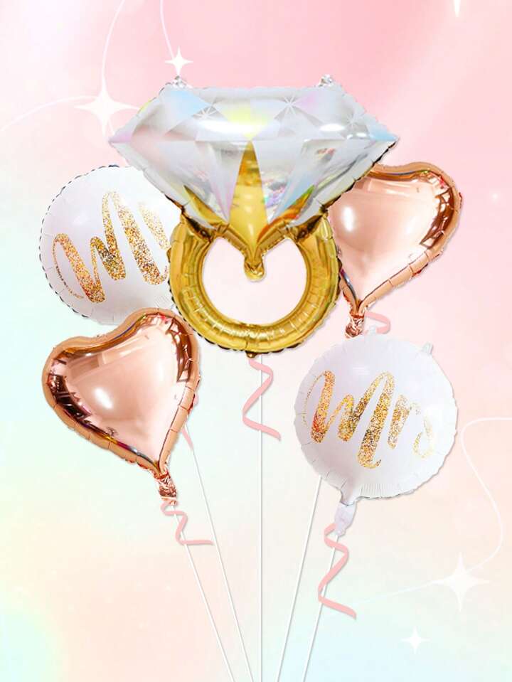 Mr. & Mrs Diamond Engagement Ring - Elegant Balloon Bouquet for Wedding Proposals & Anniversaries