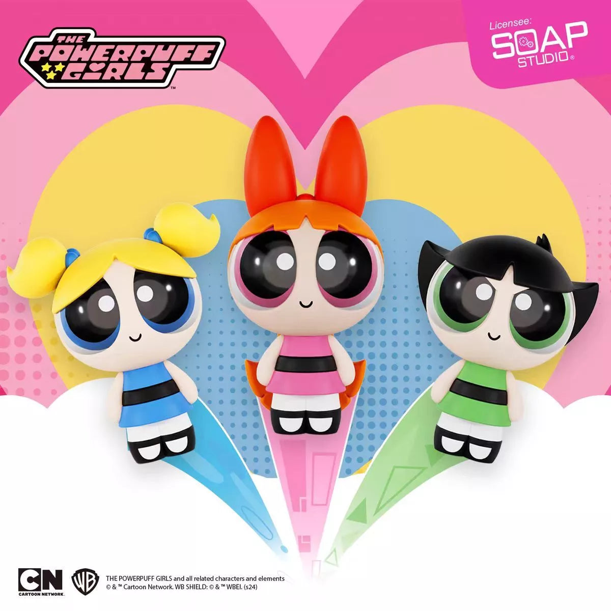 Soap Studio The Powerpuff Girls Blop Blop Series Figure Set - 3-Pack Collectible Action Figures for Kids & Fans | Perfect for Display, Gifts, and Playtime Fun