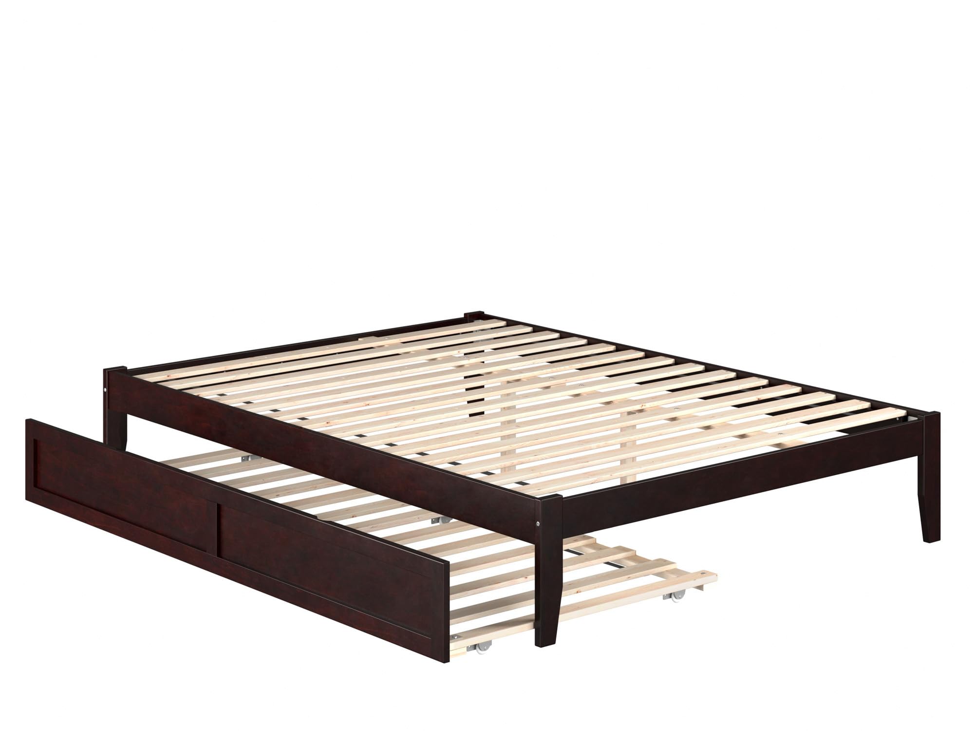AFI Colorado Queen Size Platform Bed with Twin XL Trundle and USB Charging Station in Espresso Finish - Perfect for Small Spaces, Guest Rooms & Modern Bedrooms