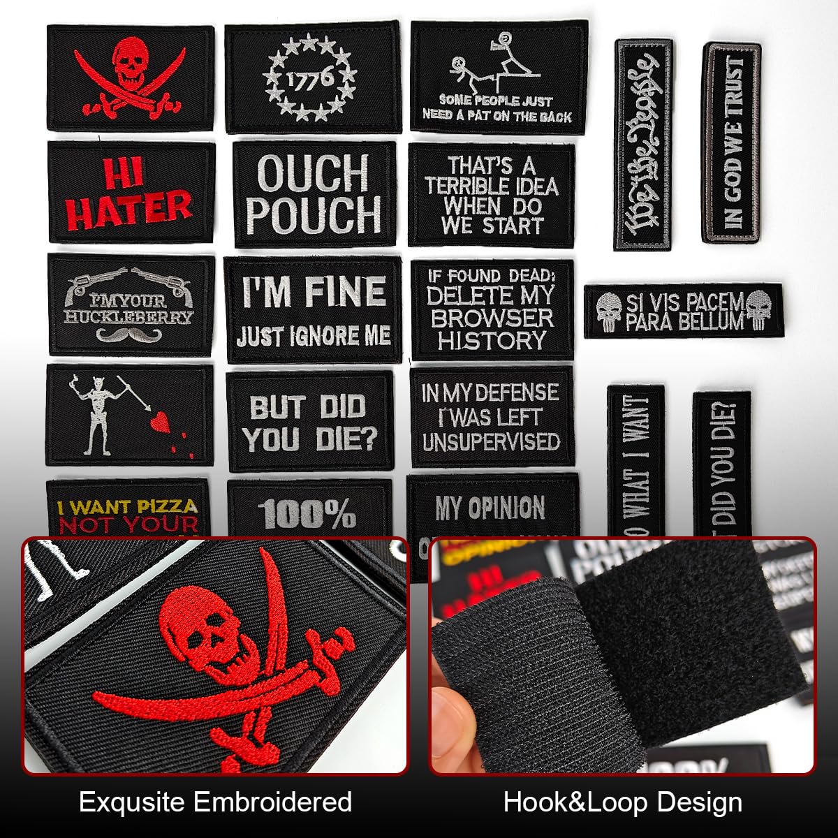 20 Pieces Tactical Morale Embroidery Patches - Military Funny Embroidered Appliques for Tactical Gear, Jackets & Backpacks - Perfect for Outdoor Adventures, Airsoft & Military Enthusiasts