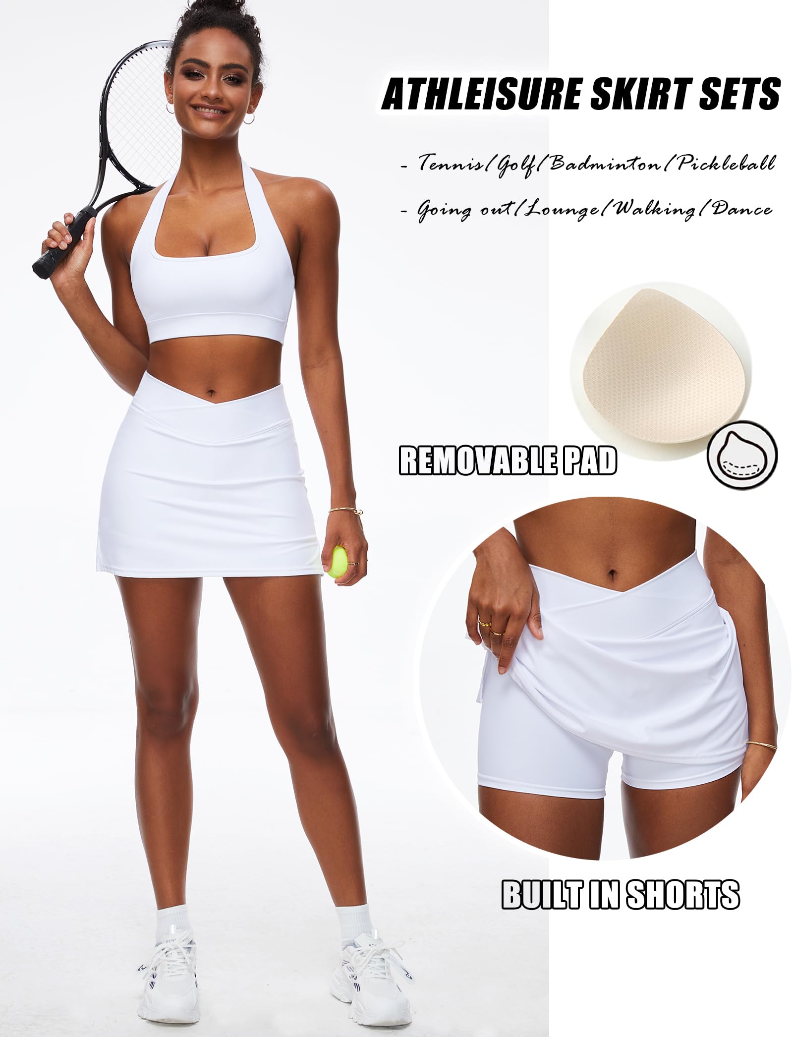 Women's 2-Piece Tennis Skirt Set - Athletic Mini Skirt & Top Outfit for Pickleball, Golf & Casual Wear | Breathable Quick-Dry Sports Skort for Active Lifestyle