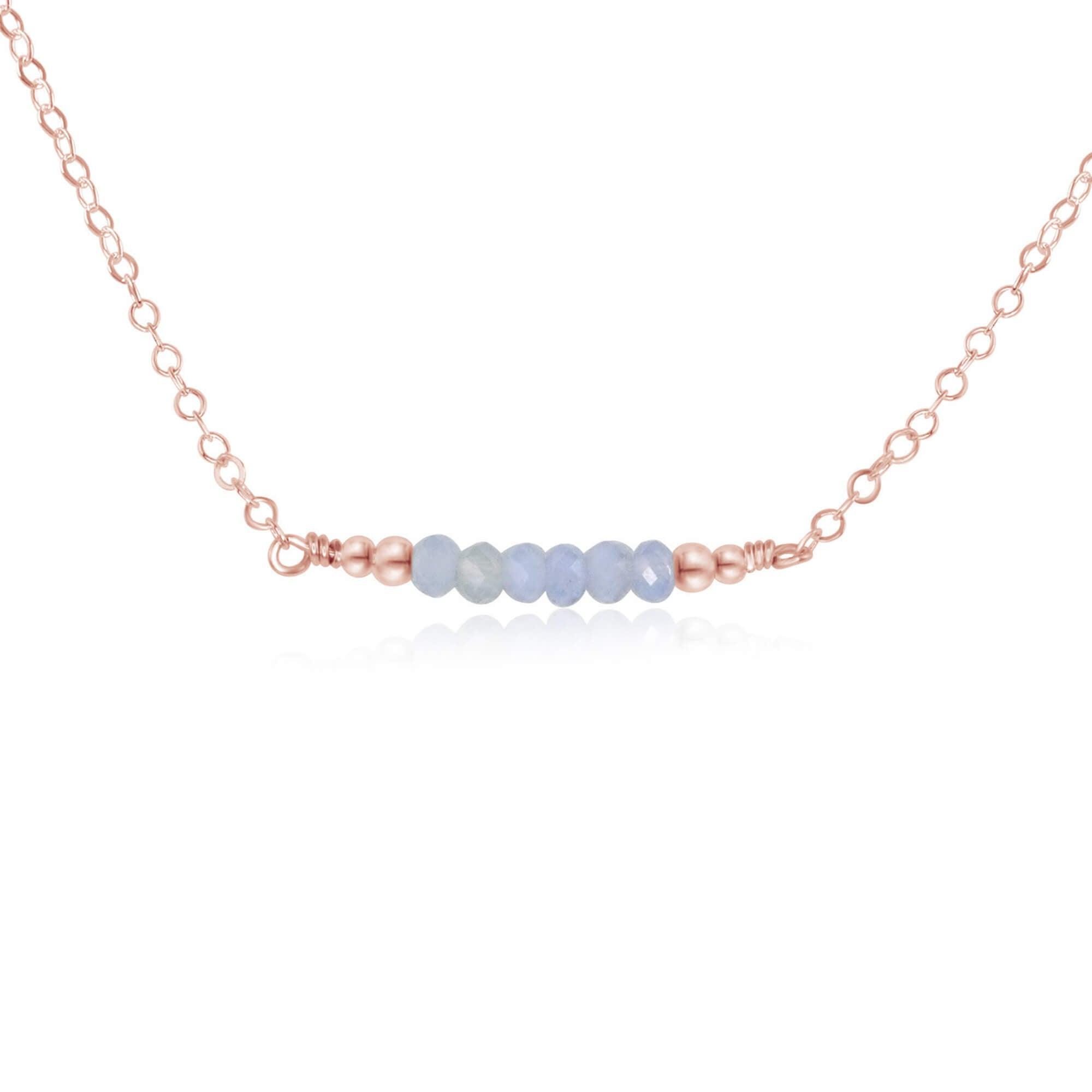 Sparkling Blue Lace Agate Faceted Bead Bar Necklace - Elegant Handmade Jewelry for Women, Gift for Her, Perfect for Weddings, Parties & Special Occasions