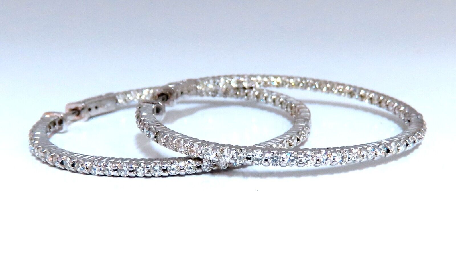2.68ct Natural Round Diamond Hoop Earrings in 14K Gold - 1.7 Inch Single Prong Setting for Women | Perfect for Weddings, Anniversaries & Special Occasions