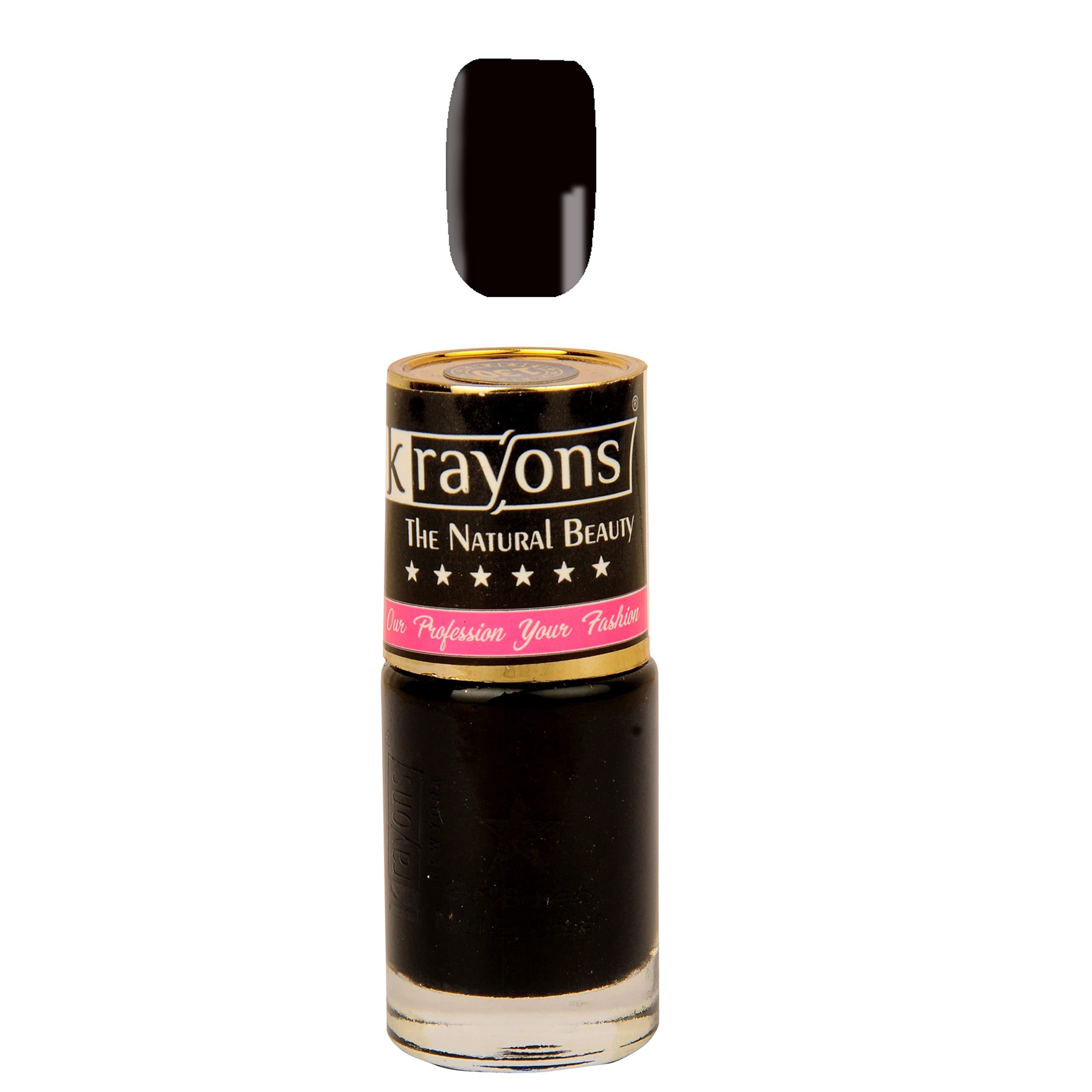 Krayons Gel Base Glossy Effect Nail Polish Set - 5 Colors (White Canvas, Black Sea, Shimmer Gold, Shimmer Silver, Top Coat) - Waterproof, Long-Lasting, 6ml Each - Perfect for Salon, Home Manicures & Special Occasions