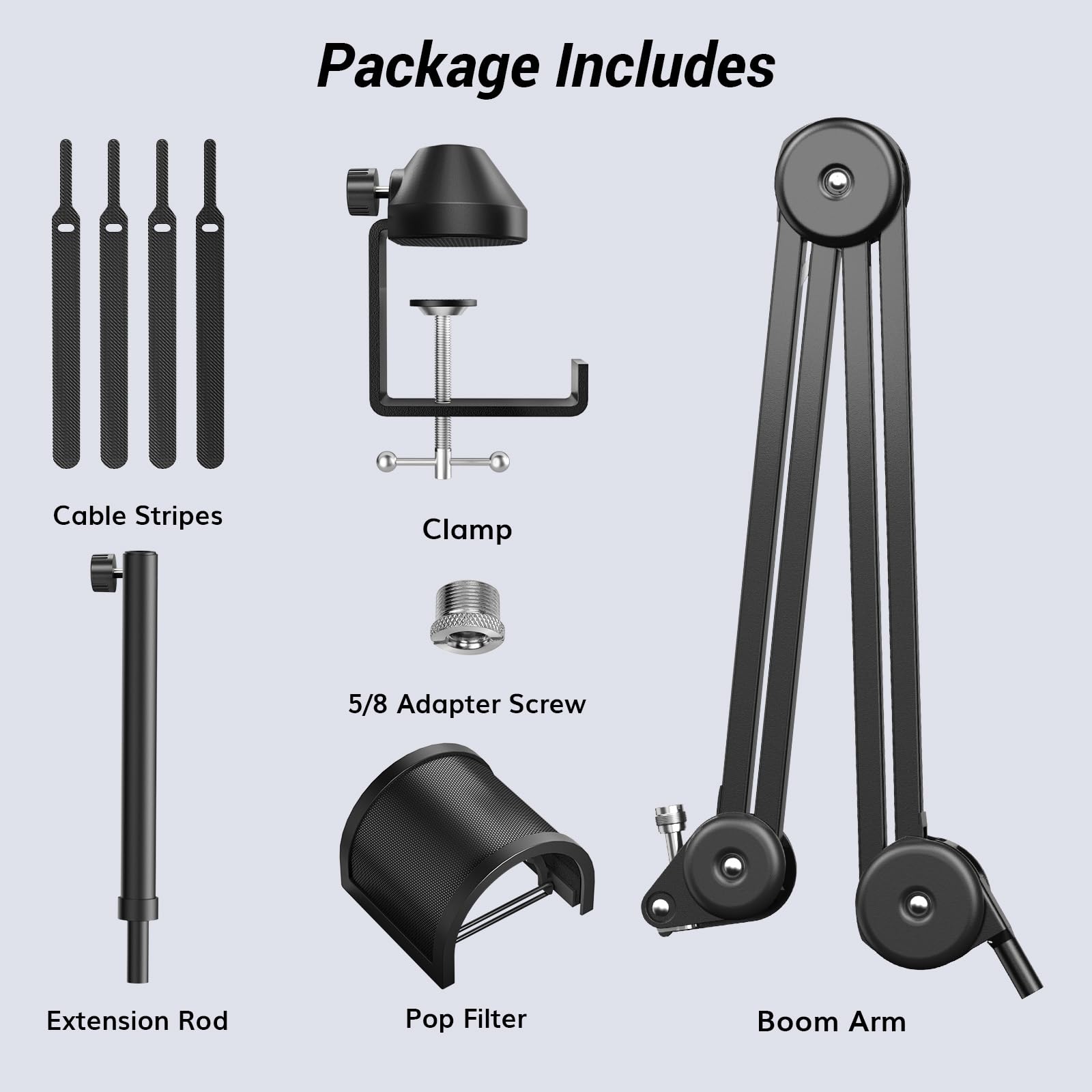 TONOR Blue Yeti Microphone Boom Arm Stand - Fully Adjustable Desk Mount with High Riser for HyperX, Rode, Razer & Elgato Mics - Perfect for Podcasting, Streaming, Gaming & Home Office Recording (Model T50) | Studio & Content Creation Setup