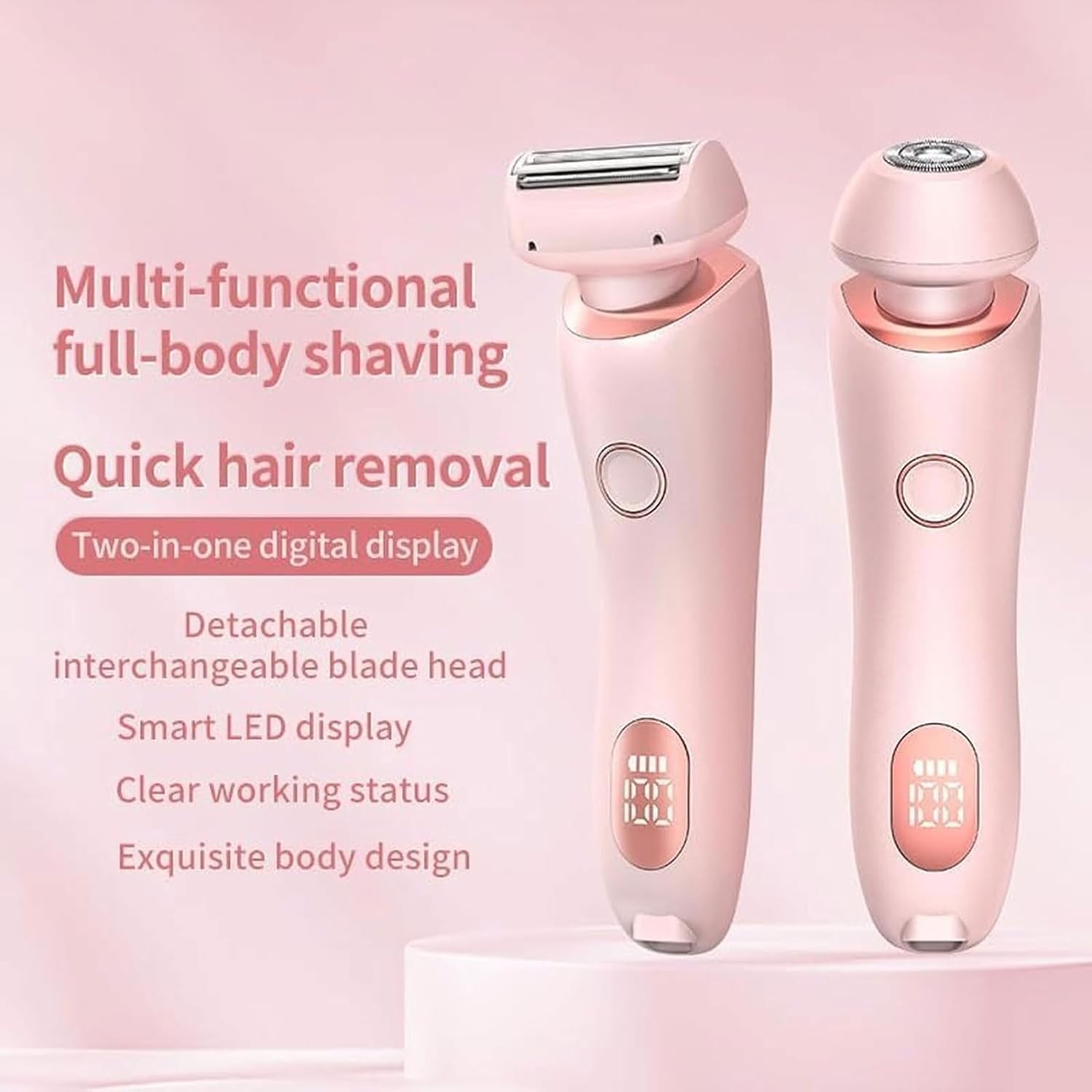 Beauty Bloom Shaver Pro - Women's Electric Razor & Bikini Trimmer, 2-in-1 Wet/Dry Shaver for Smooth Skin - Perfect for Travel, Gym & Everyday Use (Pink)