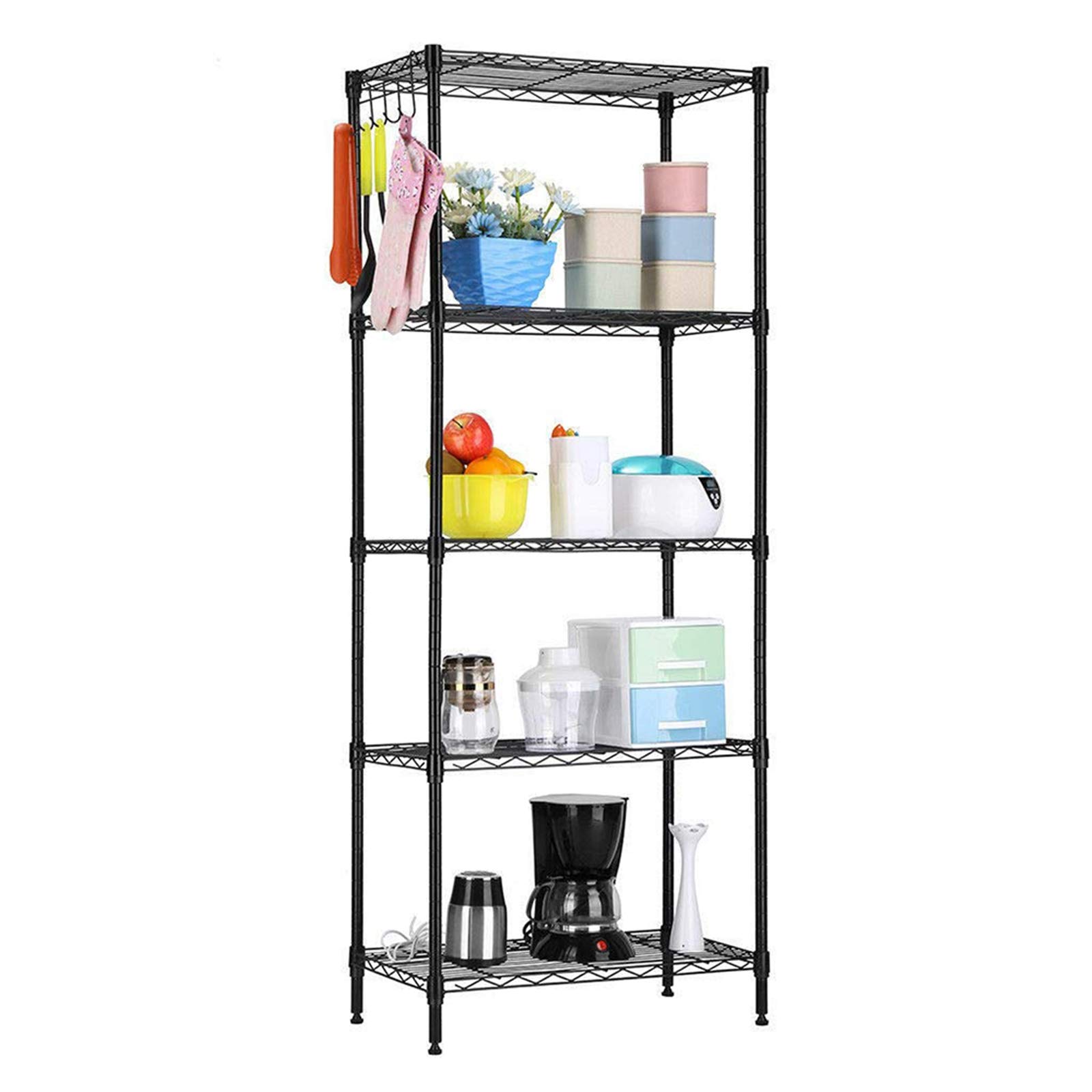 Adjustable Heavy Duty Storage Shelving Unit - Black Metal Wire Rack for Garage, Closet & Pantry Organization - Perfect for Home, Office & Warehouse Storage Solutions