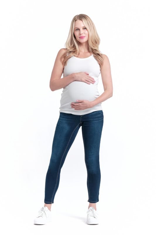1822 Denim Ultimate Comfort Maternity Ankle Skinny Jeans with Bellyband - Stretchable Pregnancy Pants for Women | Perfect for Work, Casual Outings & Everyday Wear